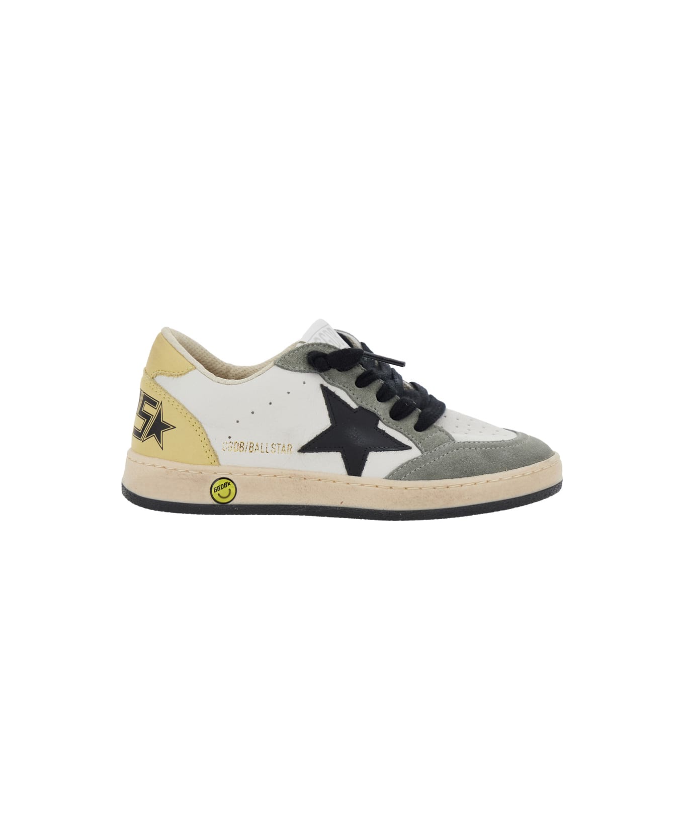 Golden Goose 
ballstar
 White Low Top Sneakers With Star Patch On The Side And Maxi Lettering On The Rear In Leather Boy - White