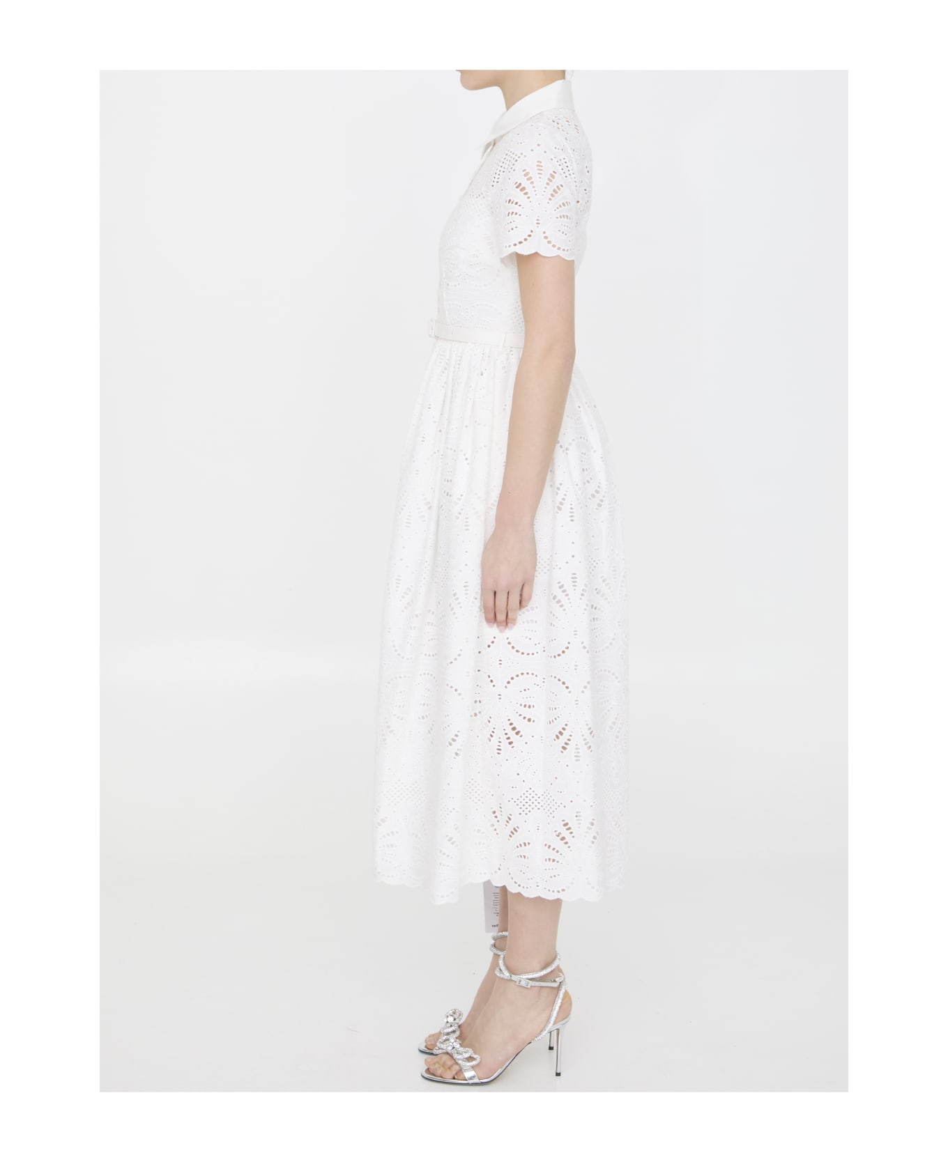 self-portrait Midi Dress In Sangallo Lace - WHITE