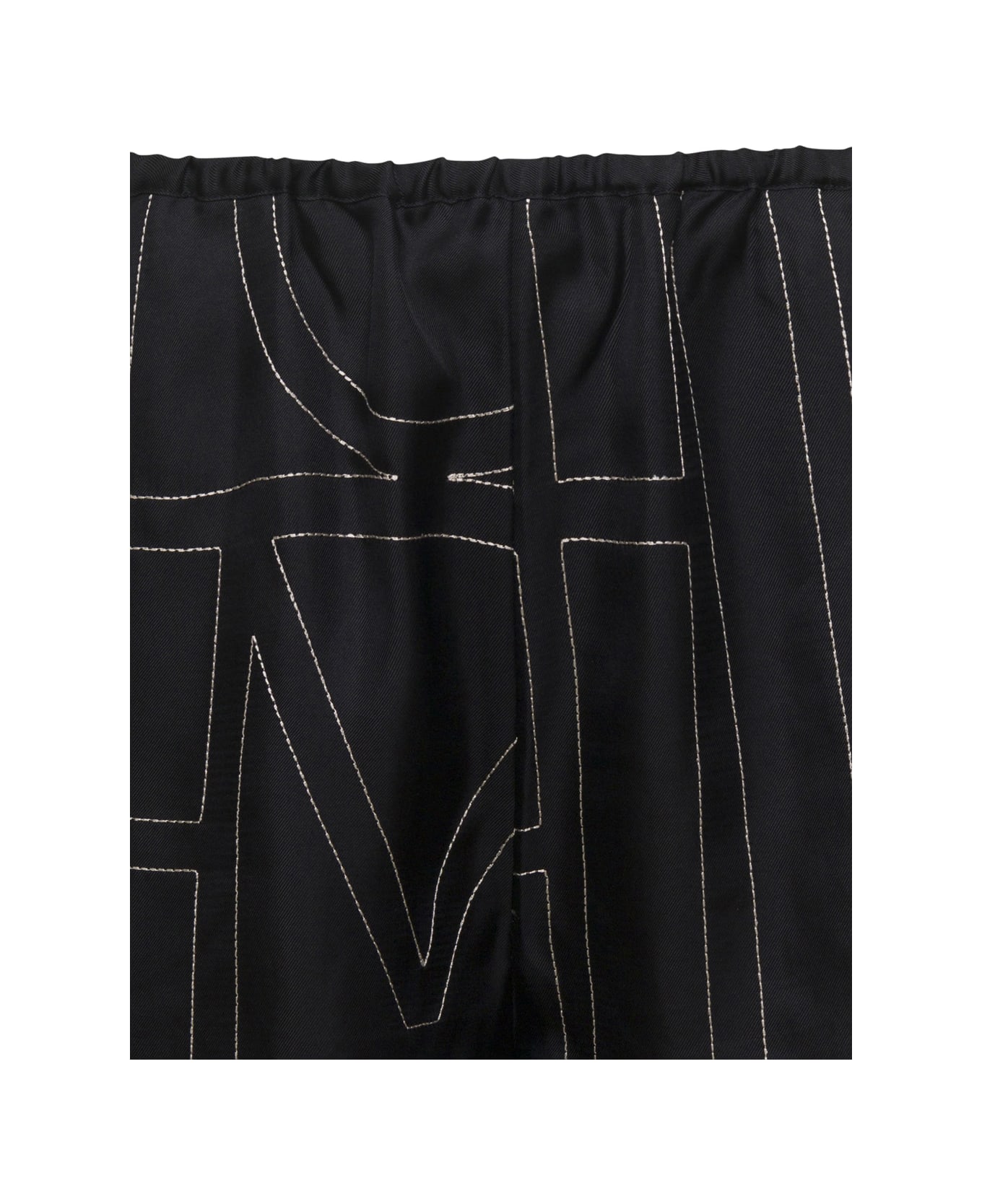 Totême Black Shorts With Geometric Logo Print In Silk Woman - Black