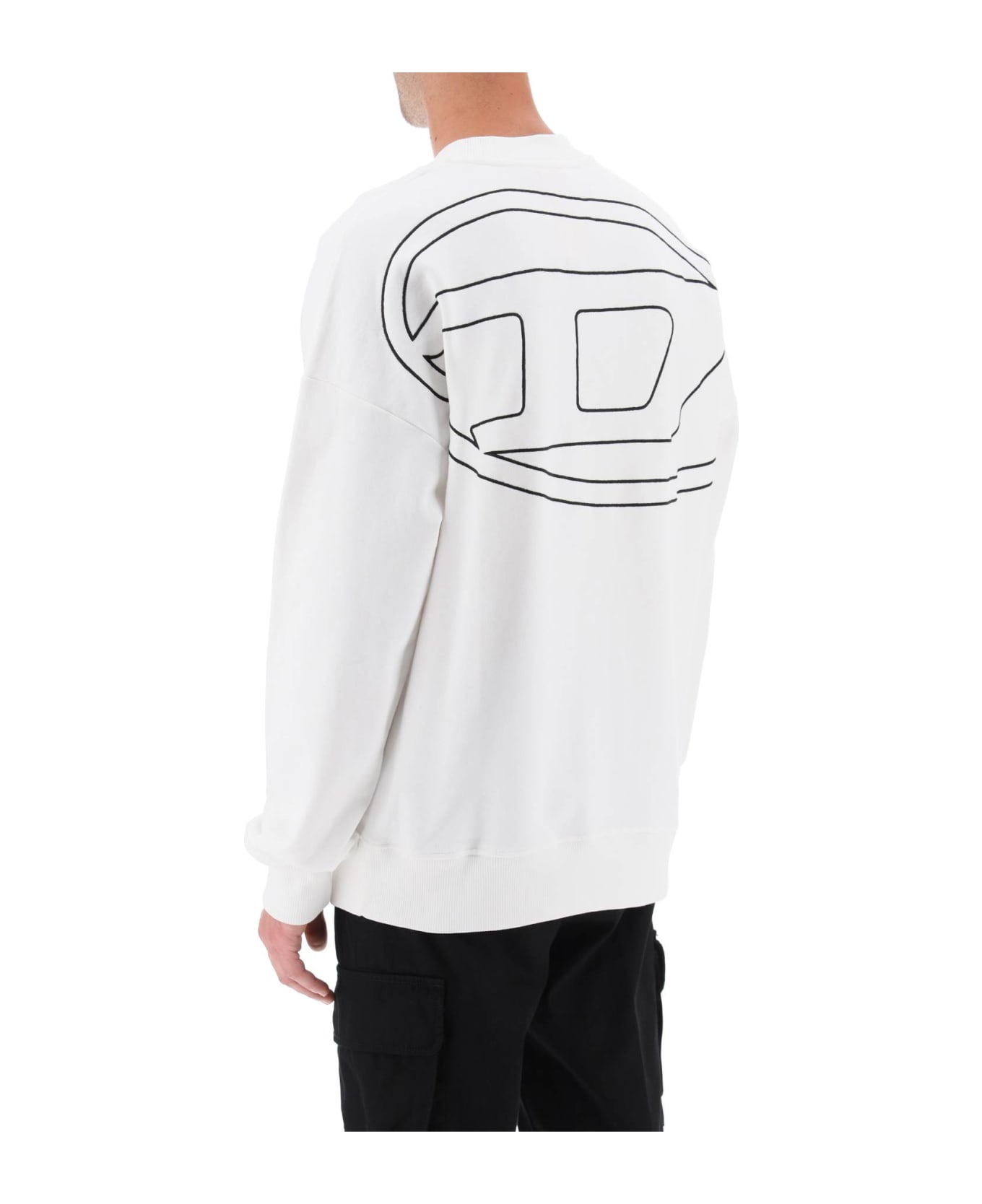 Diesel 's-rob-megoval' Sweatshirt With Maxi Oval-d Logo Embroidery - White