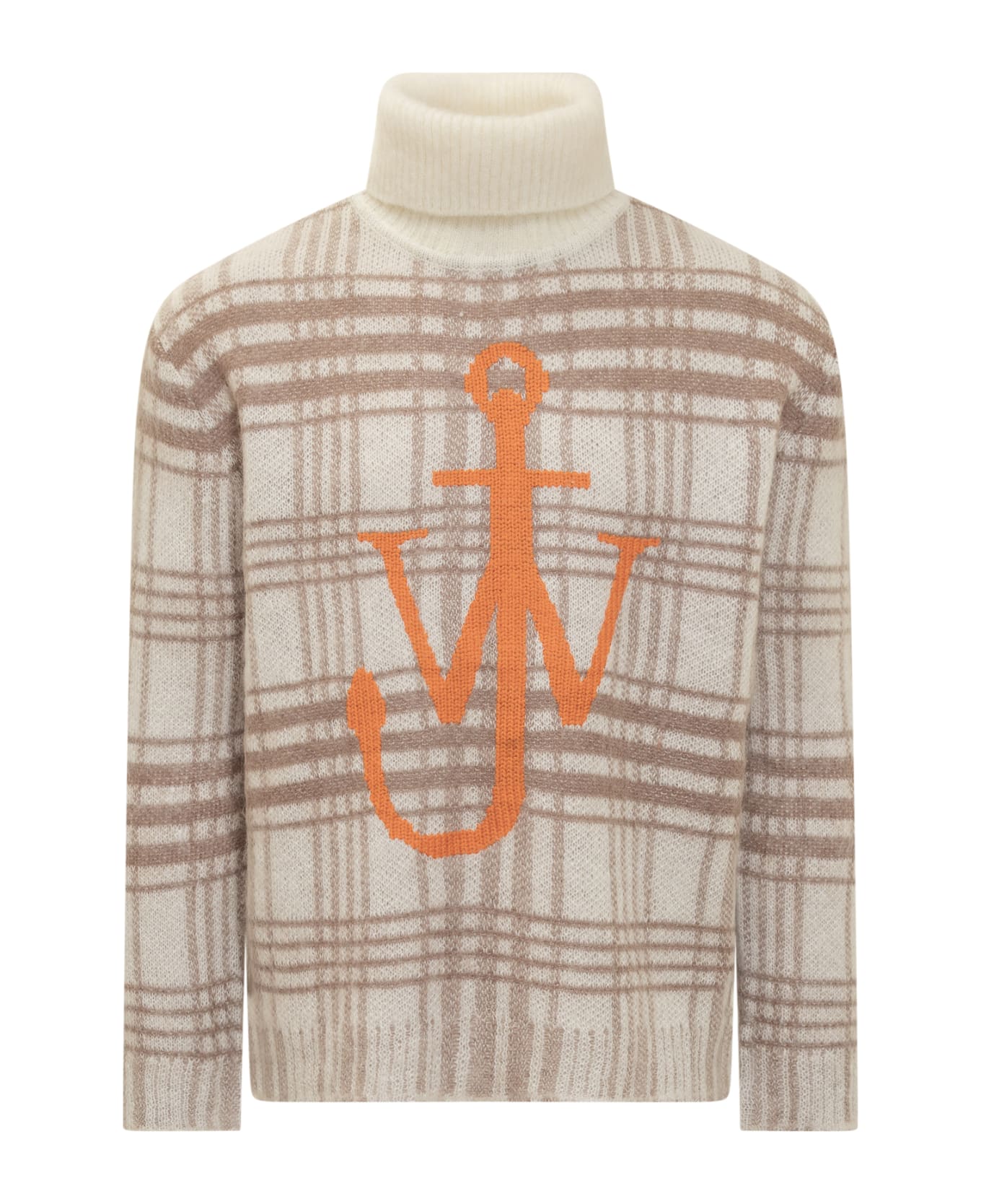 J.W. Anderson Tartan Turtleneck Sweater - OFF WHITE/BROWN ニットウェア