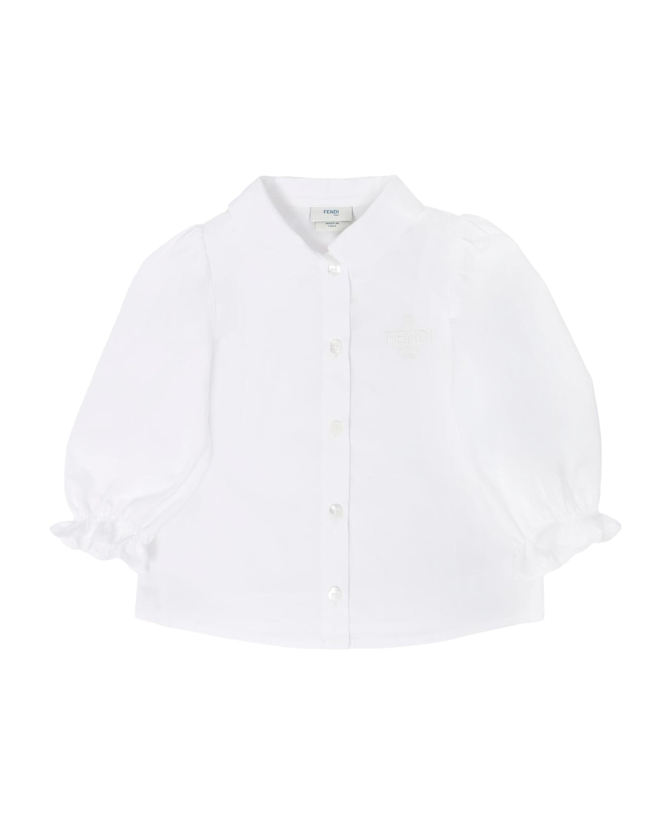 Fendi Long Sleeved Shirt For Baby Girl - White