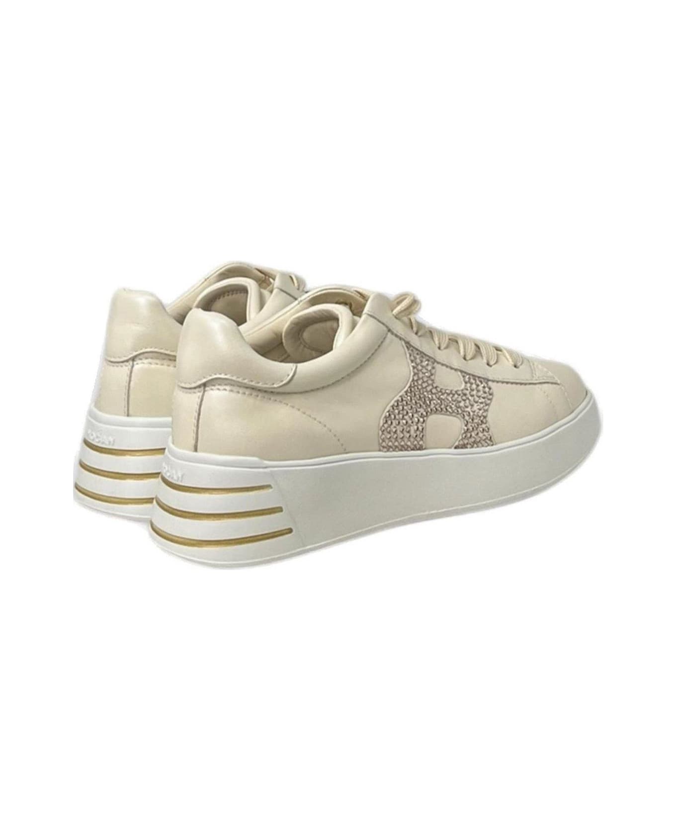 Hogan Rebel Embellished Sneakers - Beige