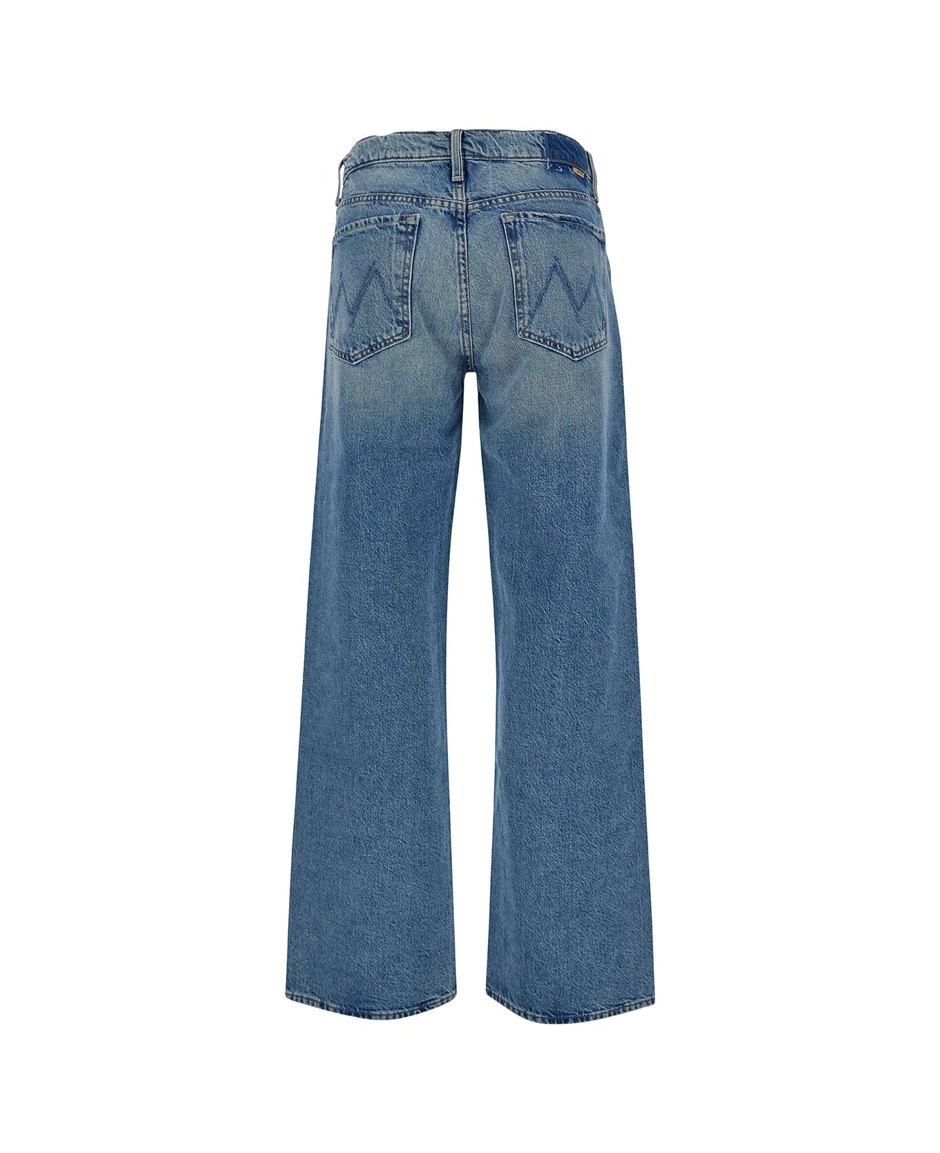 Mother 'the Doudger' Light Blue Straight Jeans With Logo Label In Cotton Denim Woman - Blu