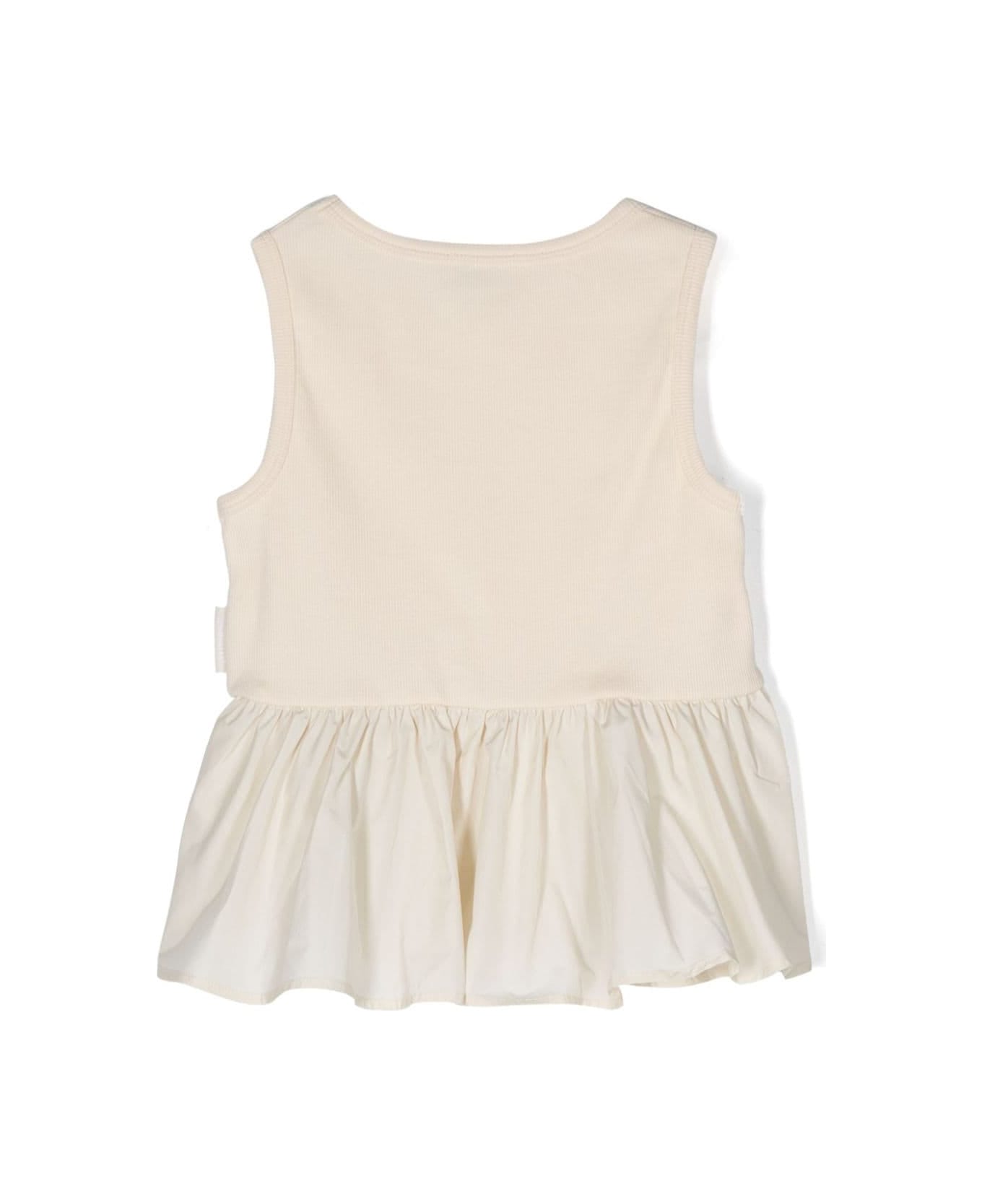 Moncler Ivory Peplum Top With Logo - White トップス
