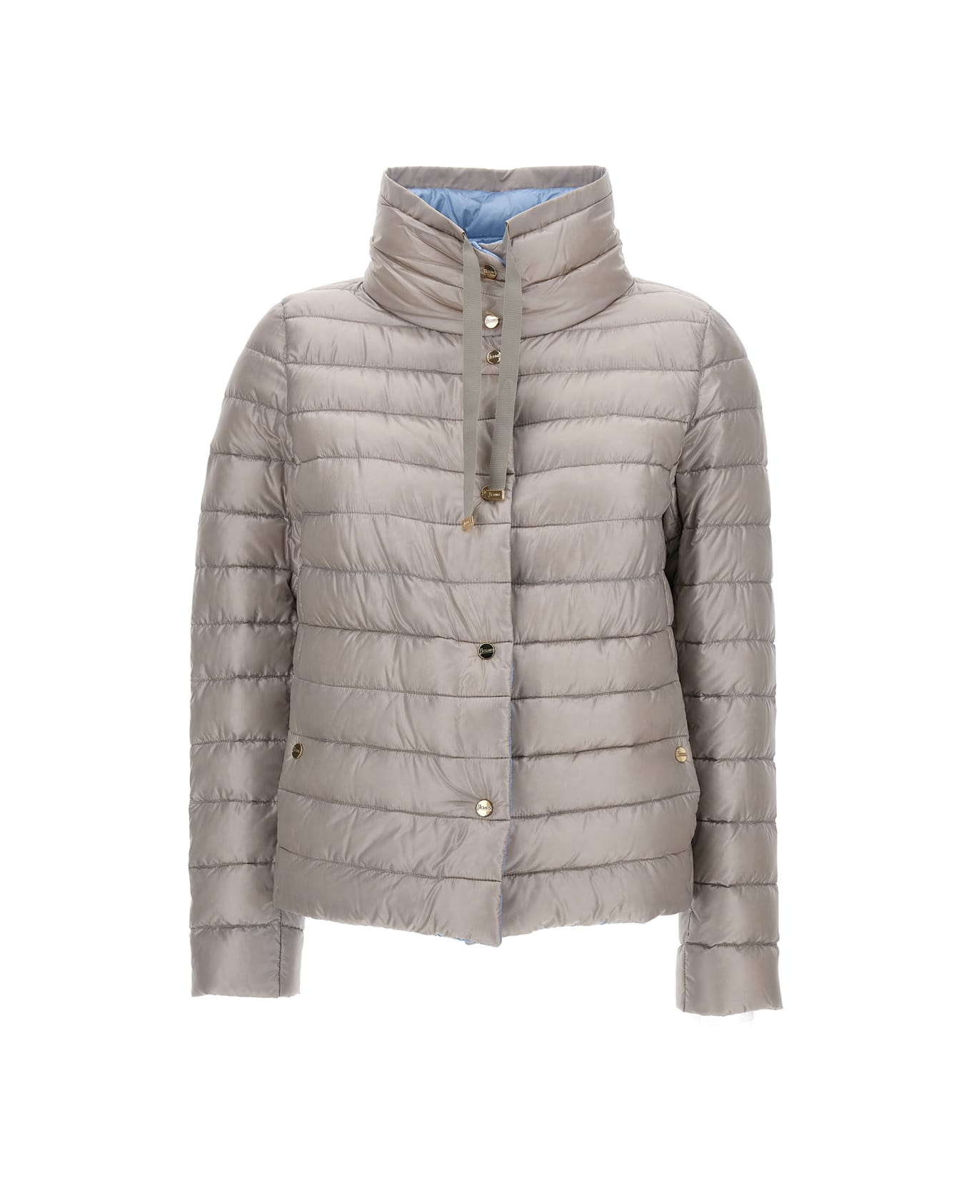 Herno Light Gray Reversible High Neck Down Jacket In Technical Fabric Woman - Lavagna
