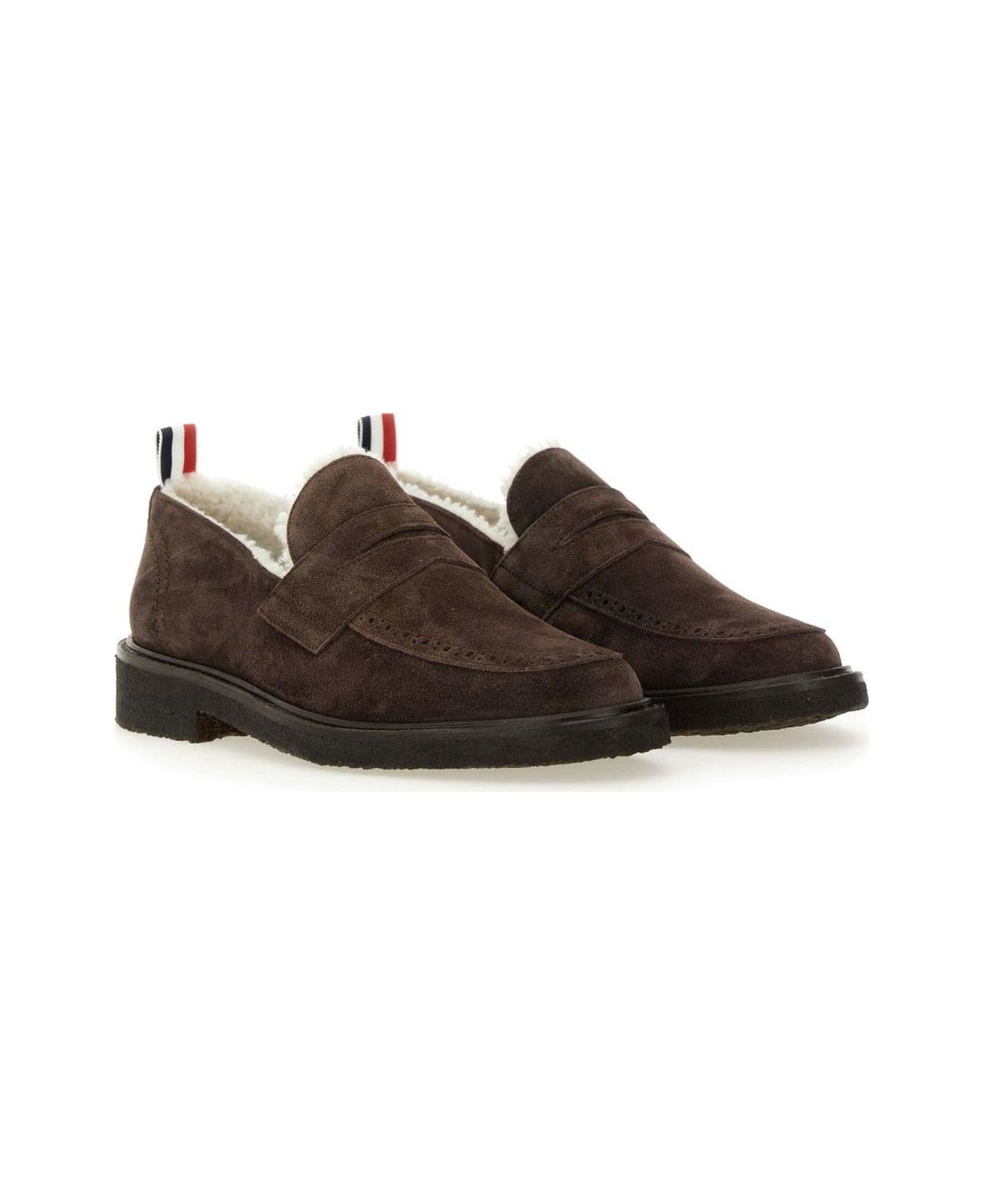 Thom Browne Shearling-lining Penny Loafers - Dark