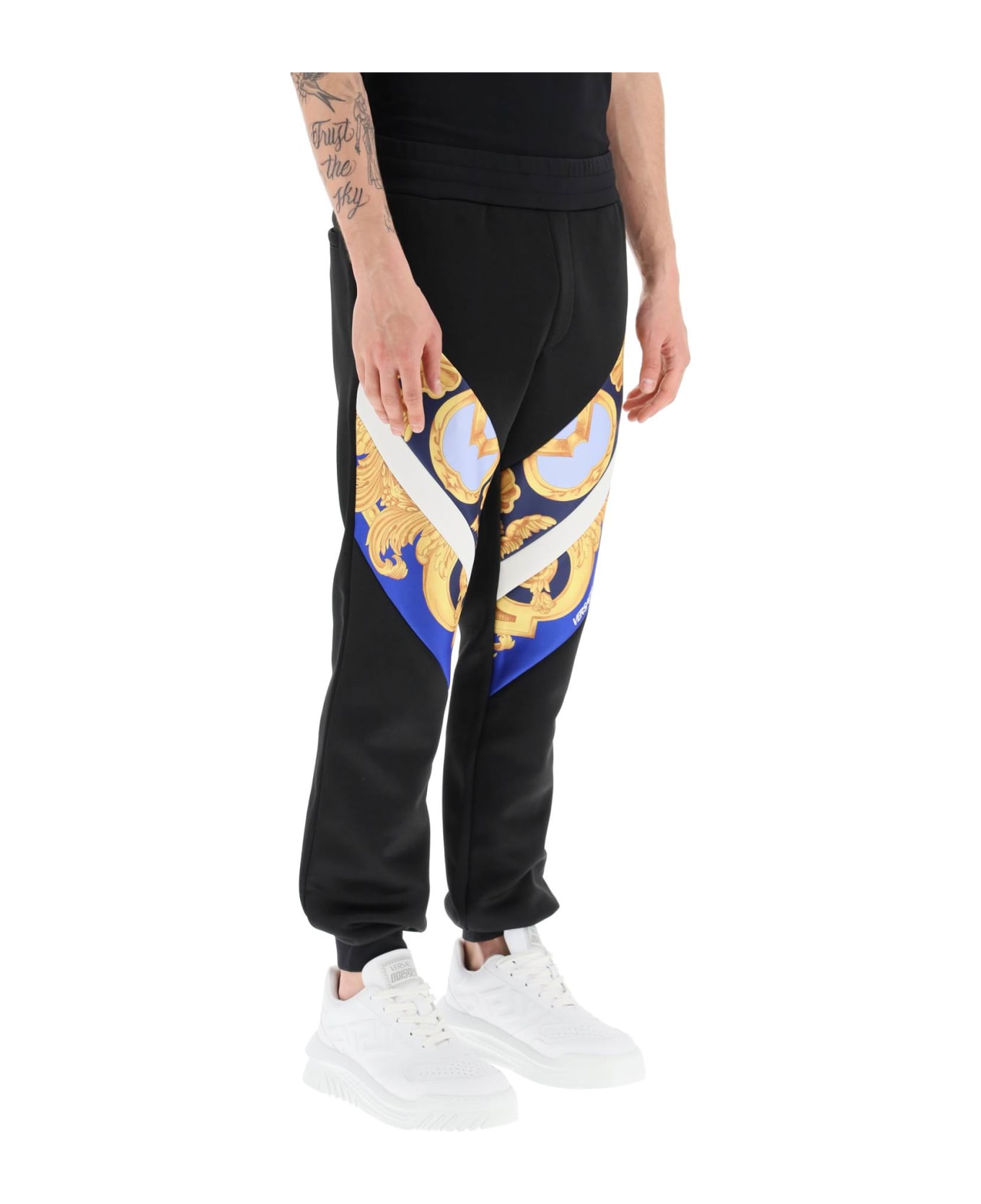 Versace Interlock Track Pants With Barocco 660 Inserts - Blue
