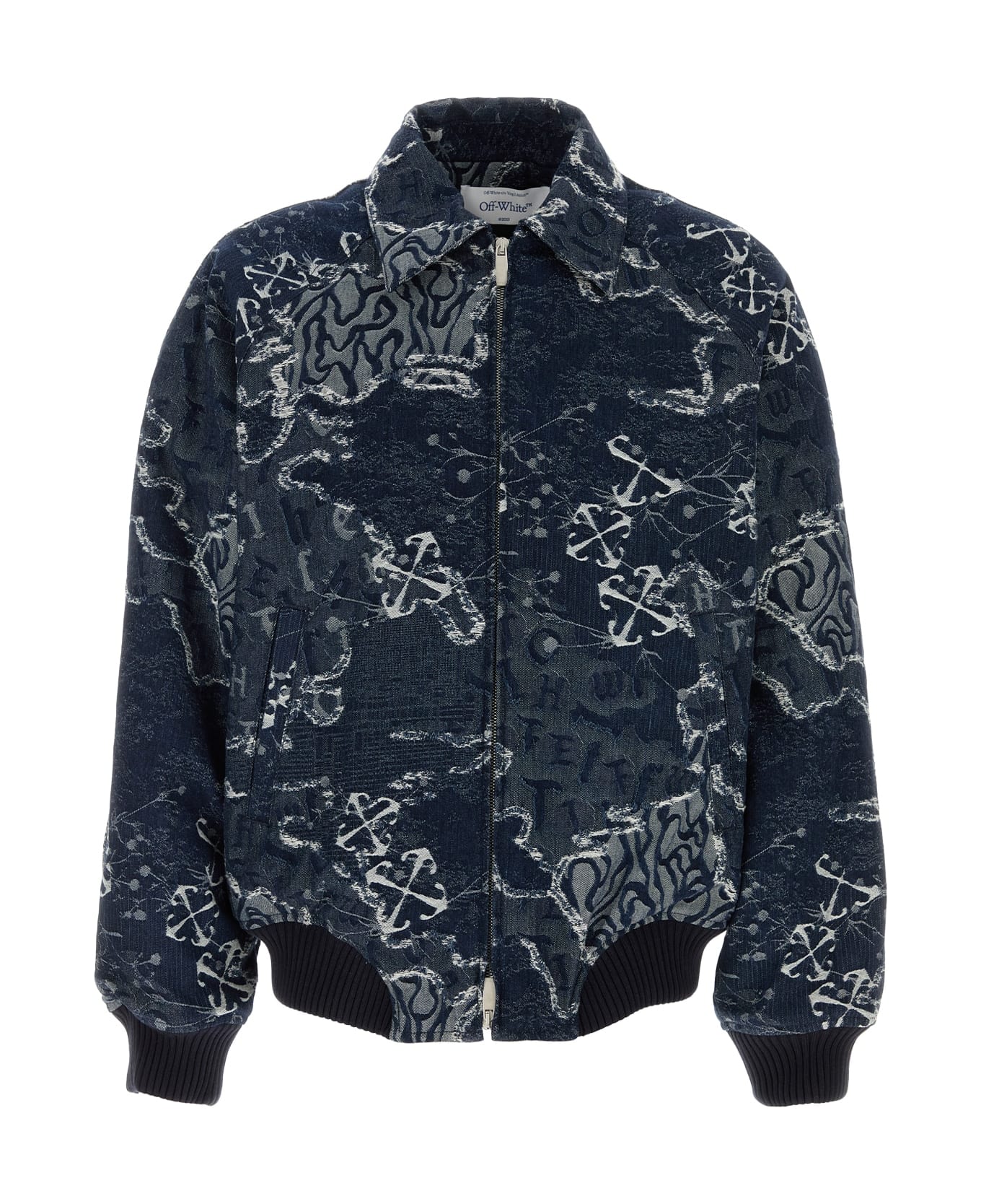 Off-White Blue Jacquard Bomber Jacket - Blue