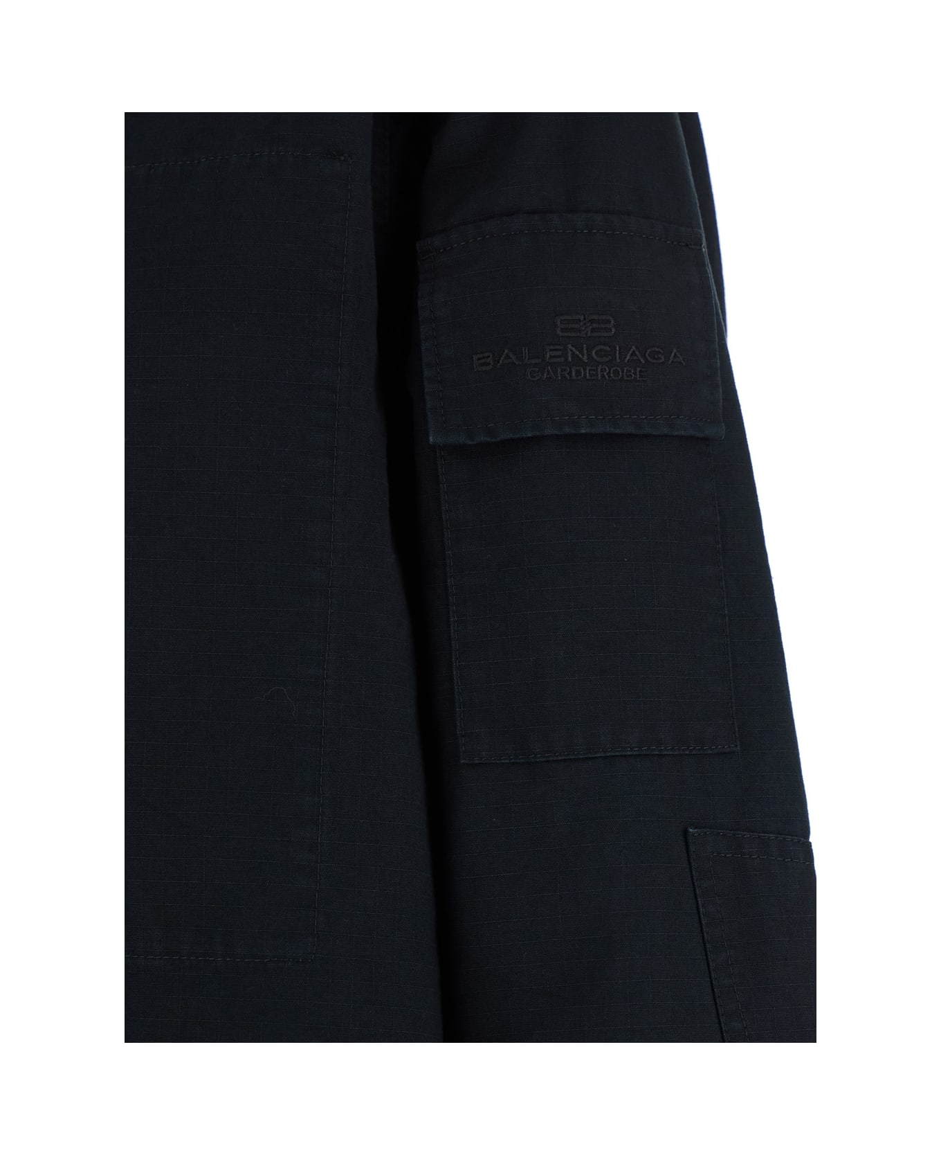 Balenciaga Dark Gray Shirt With Patched Chest Pockets In Ripstop Cotton Man - Grey