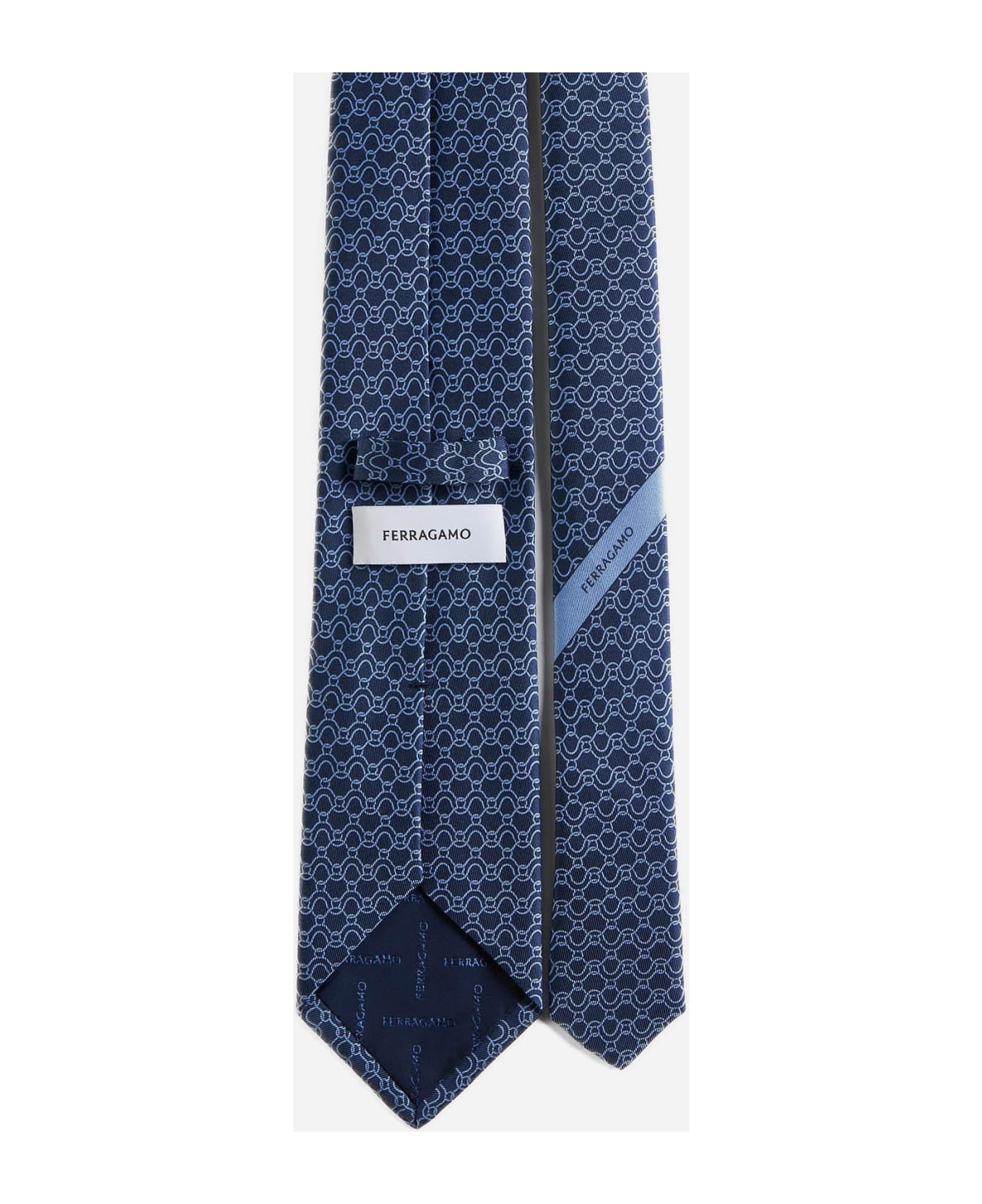 Ferragamo Traccia Silk Tie - F.navy/azzurro