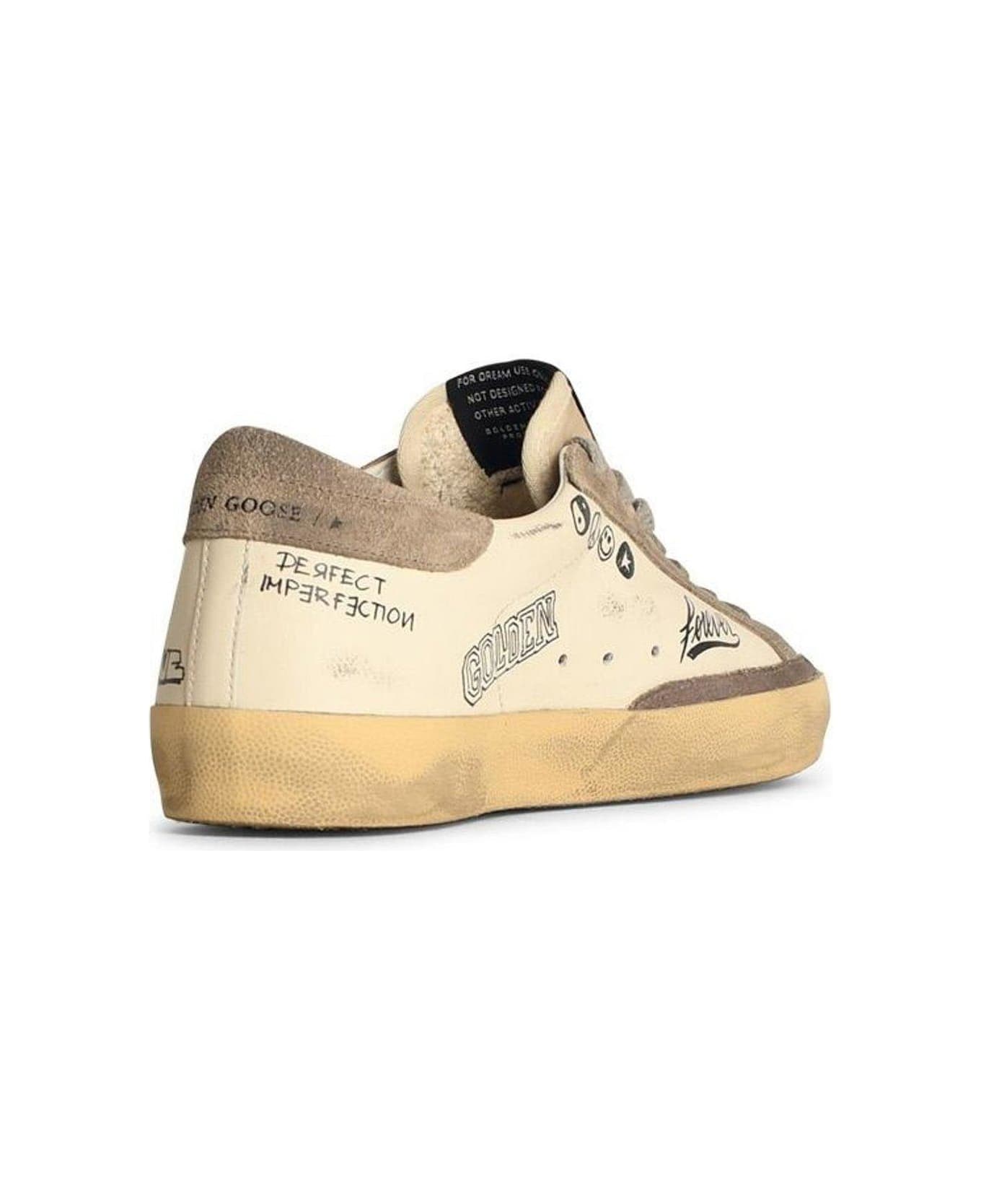 Golden Goose Graphic Printed Low-top Sneakers - White Taupe Cinder