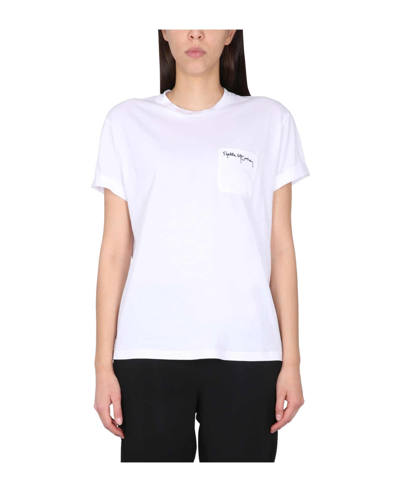 Stella McCartney T-shirt With Logo Embroidery - White
