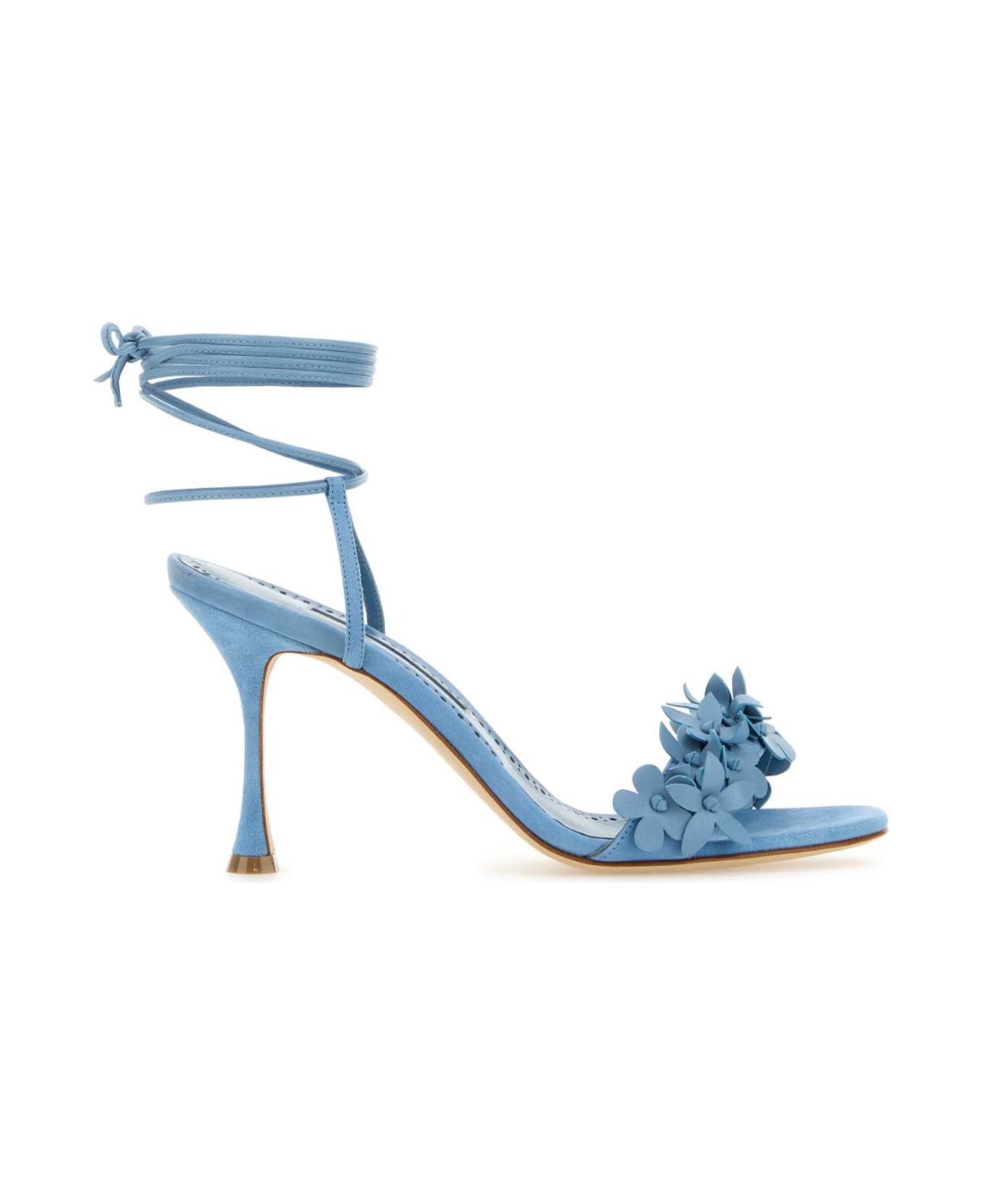 Manolo Blahnik Light Blue Leather Anista Sandals - MBLU