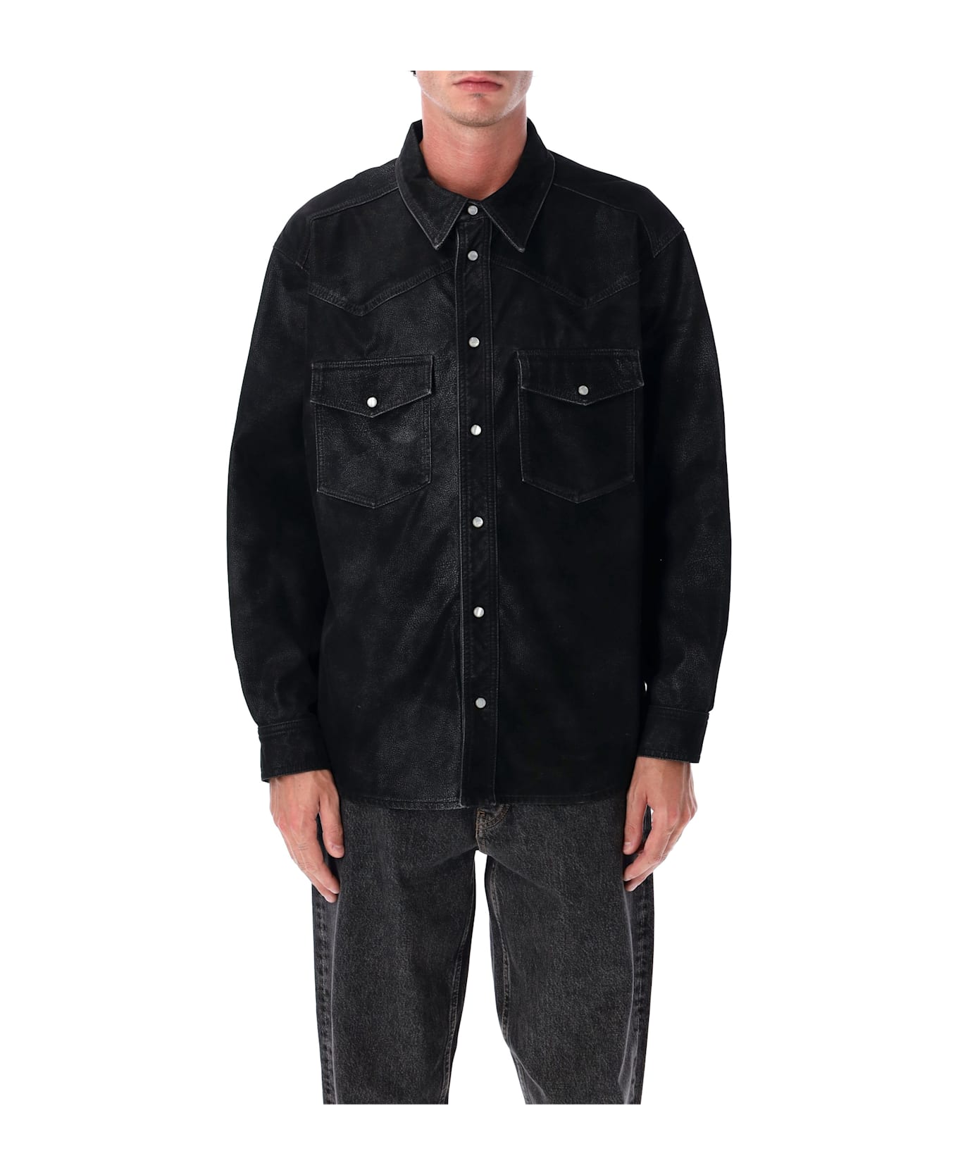 Isabel Marant Marant Kadrian Black Eco Leather Overshirt - BLACK