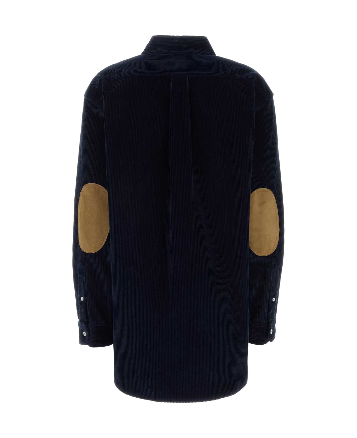 Miu Miu Dark Blue Corduroy Shirt - BLEU