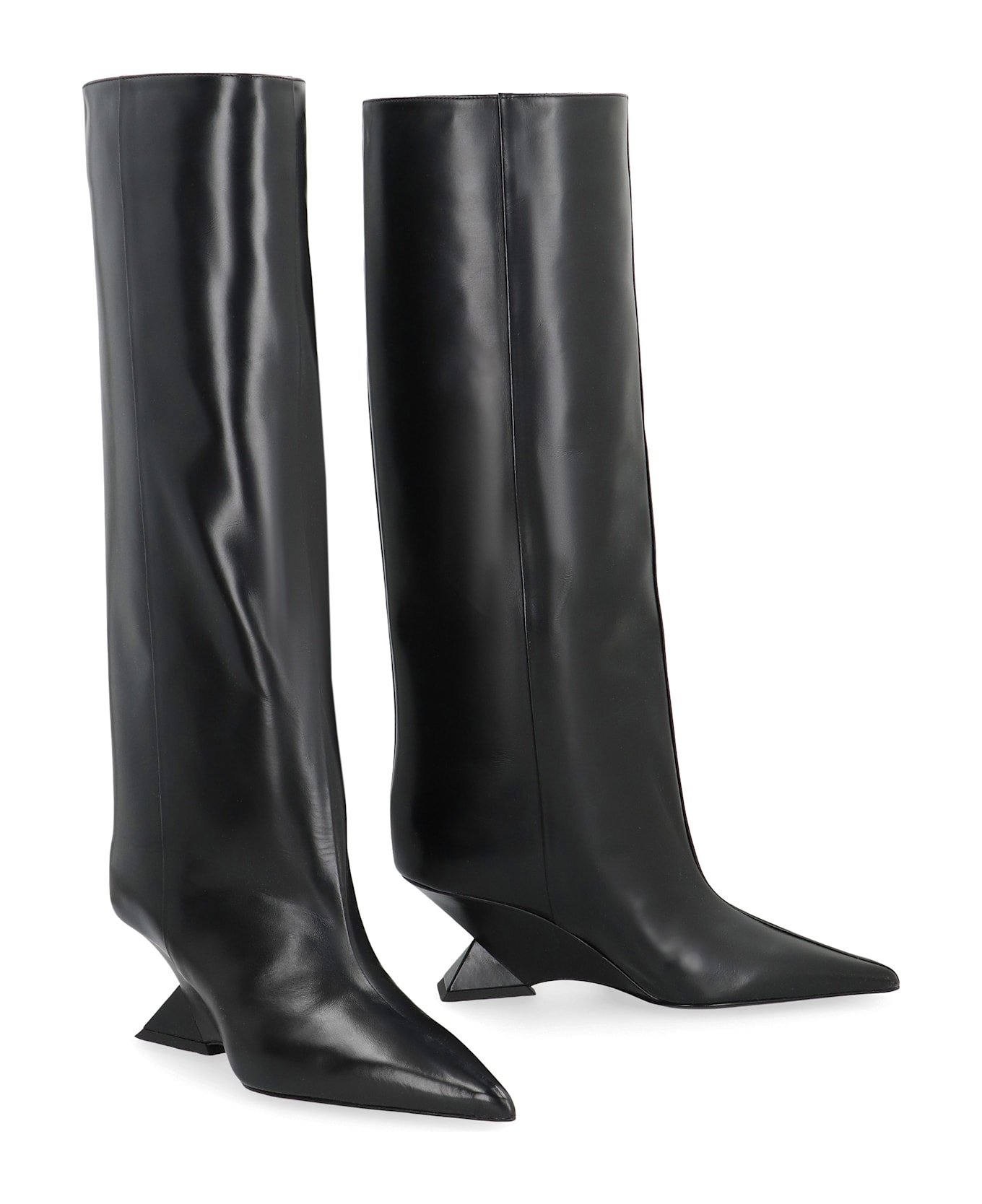 The Attico Cheope Leather Boots - black
