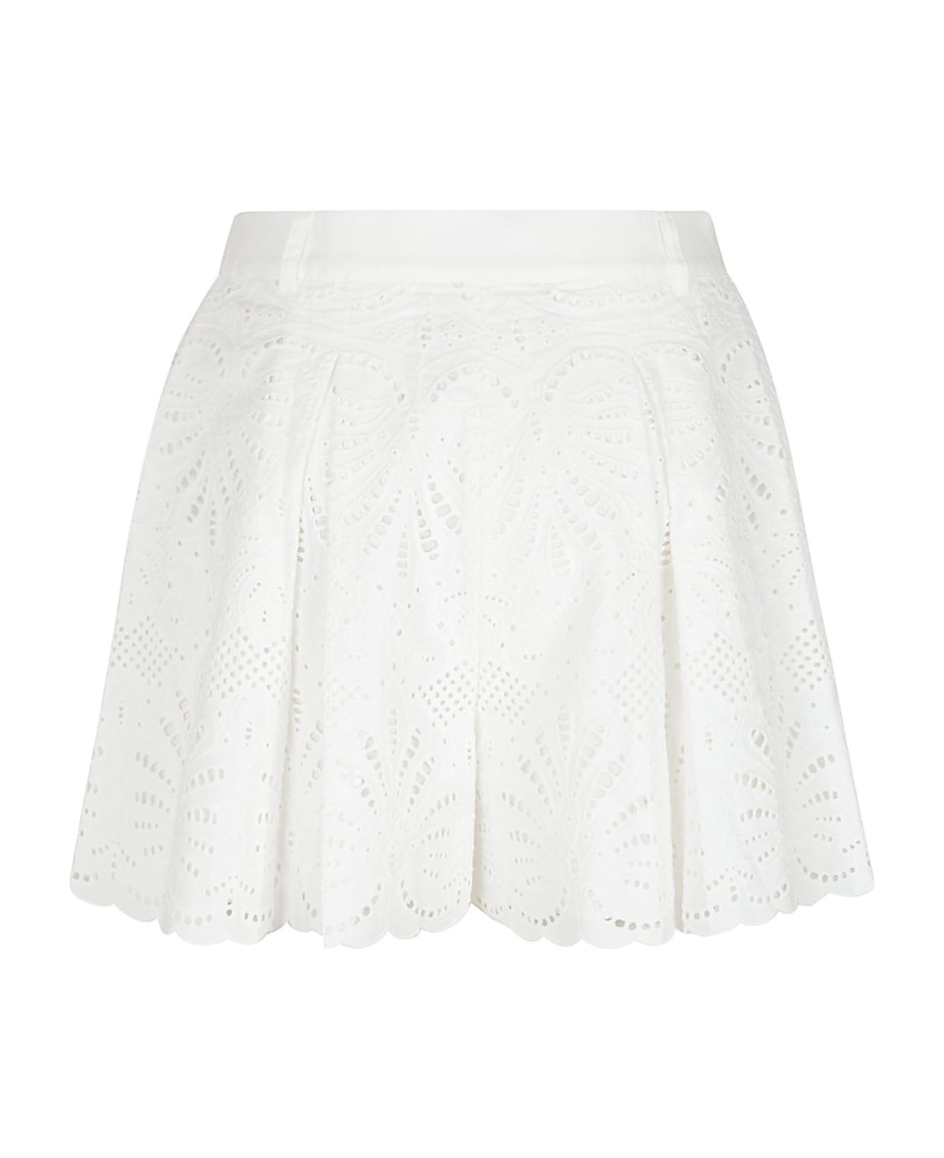self-portrait Pattern Embroidered Shorts - White