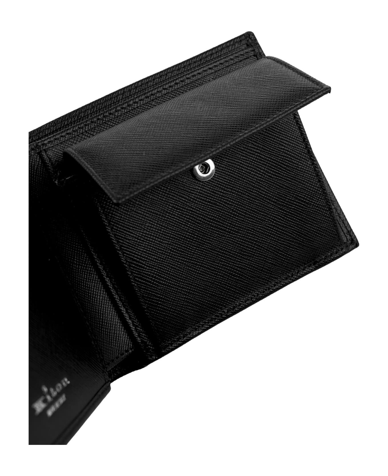 Kiton Black Leather Wallet With Logo - Black