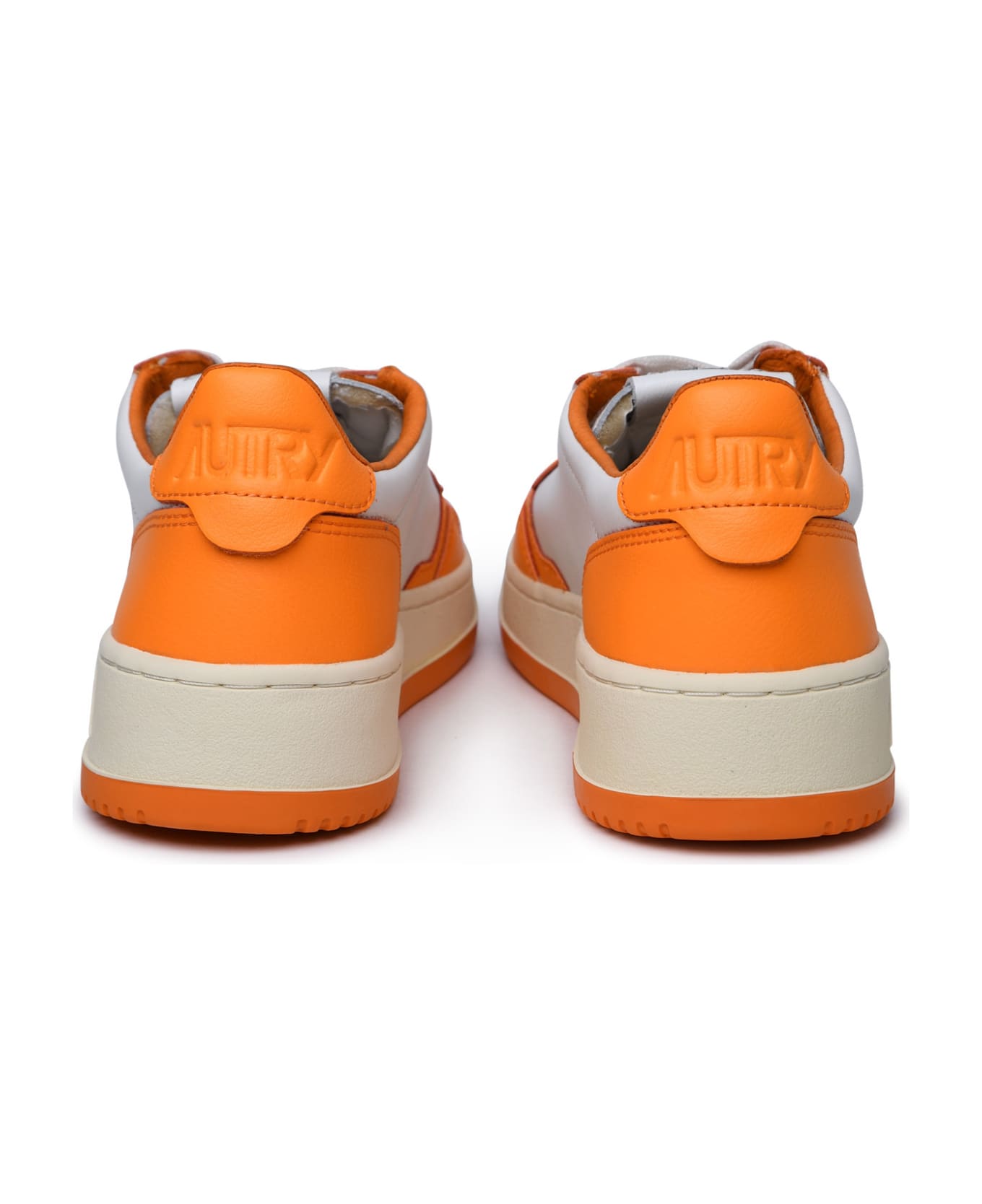 Autry 'medalist' Orange Leather Sneakers - White Orange ウェッジシューズ