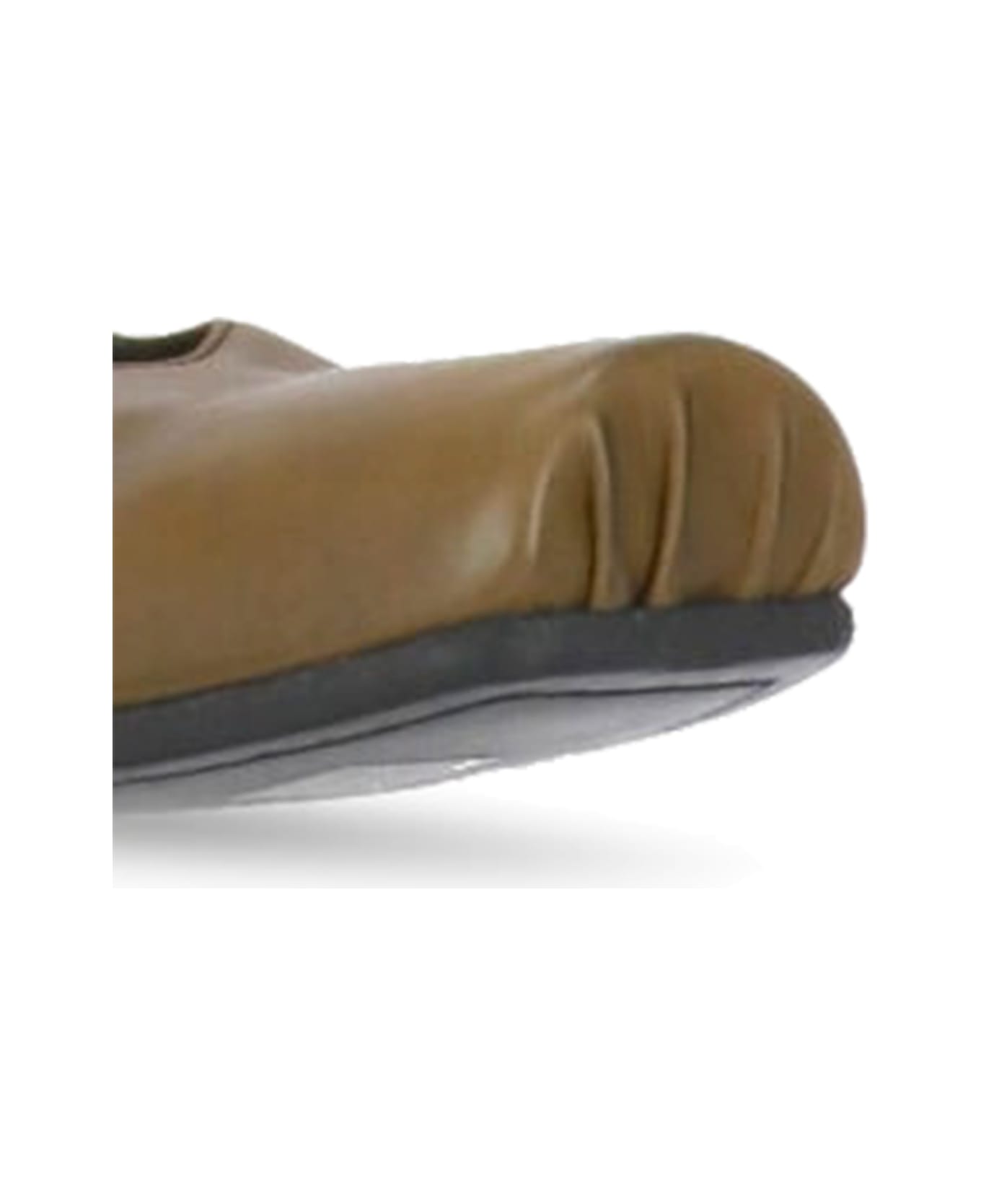 Uma Wang Dark Green And Black Leather Ballet Flats - DARK OLIVE/BLACK