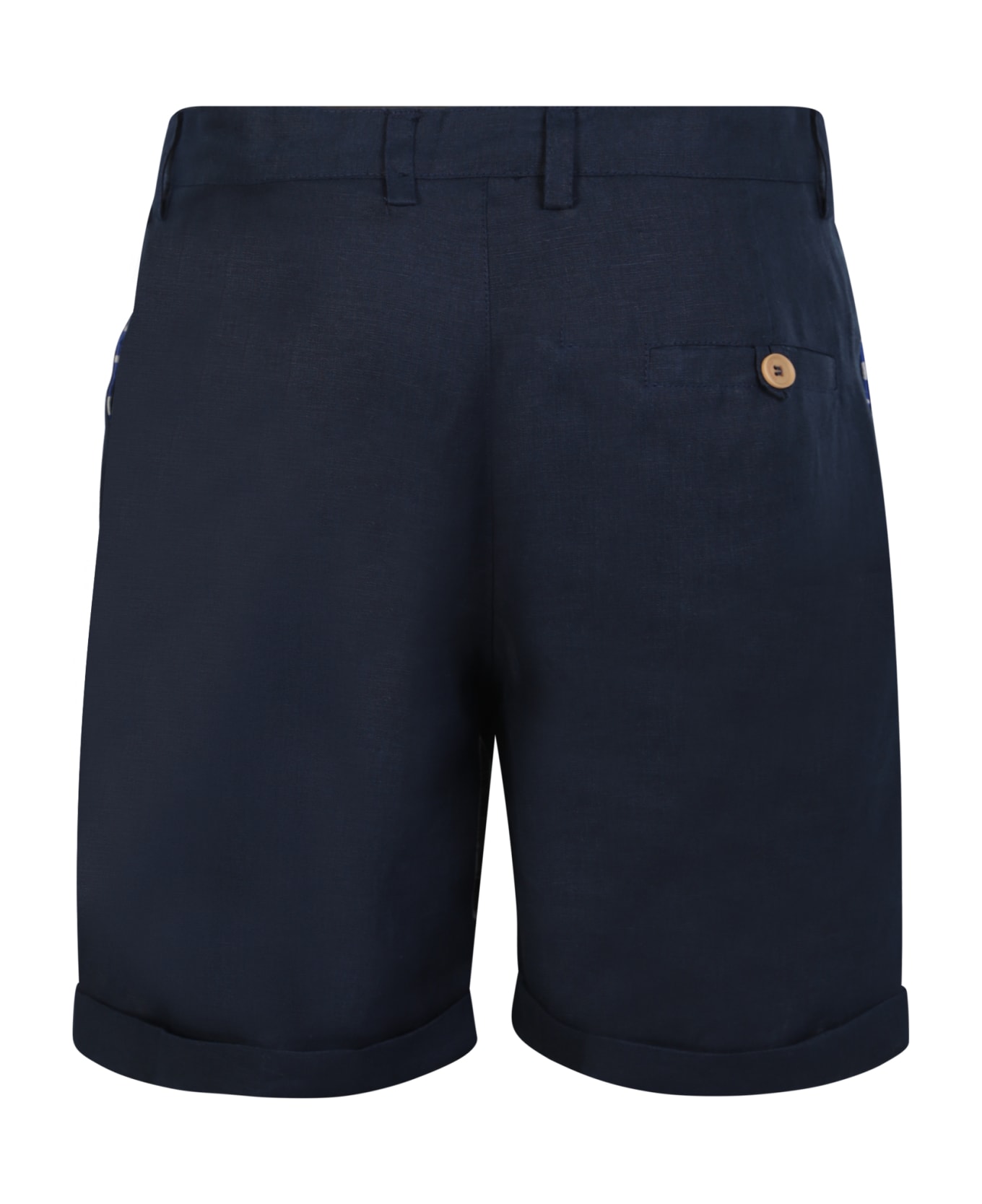 Peninsula Swimwear Stromboli Linen Black Shorts - Blue