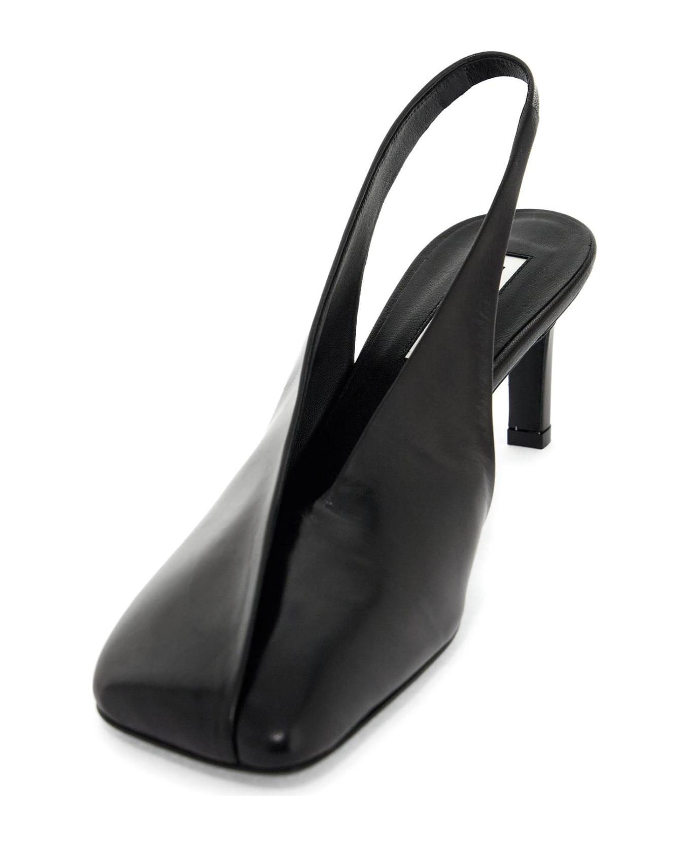 Jil Sander Shiny Leather Slingback Pumps - BLACK (Black)