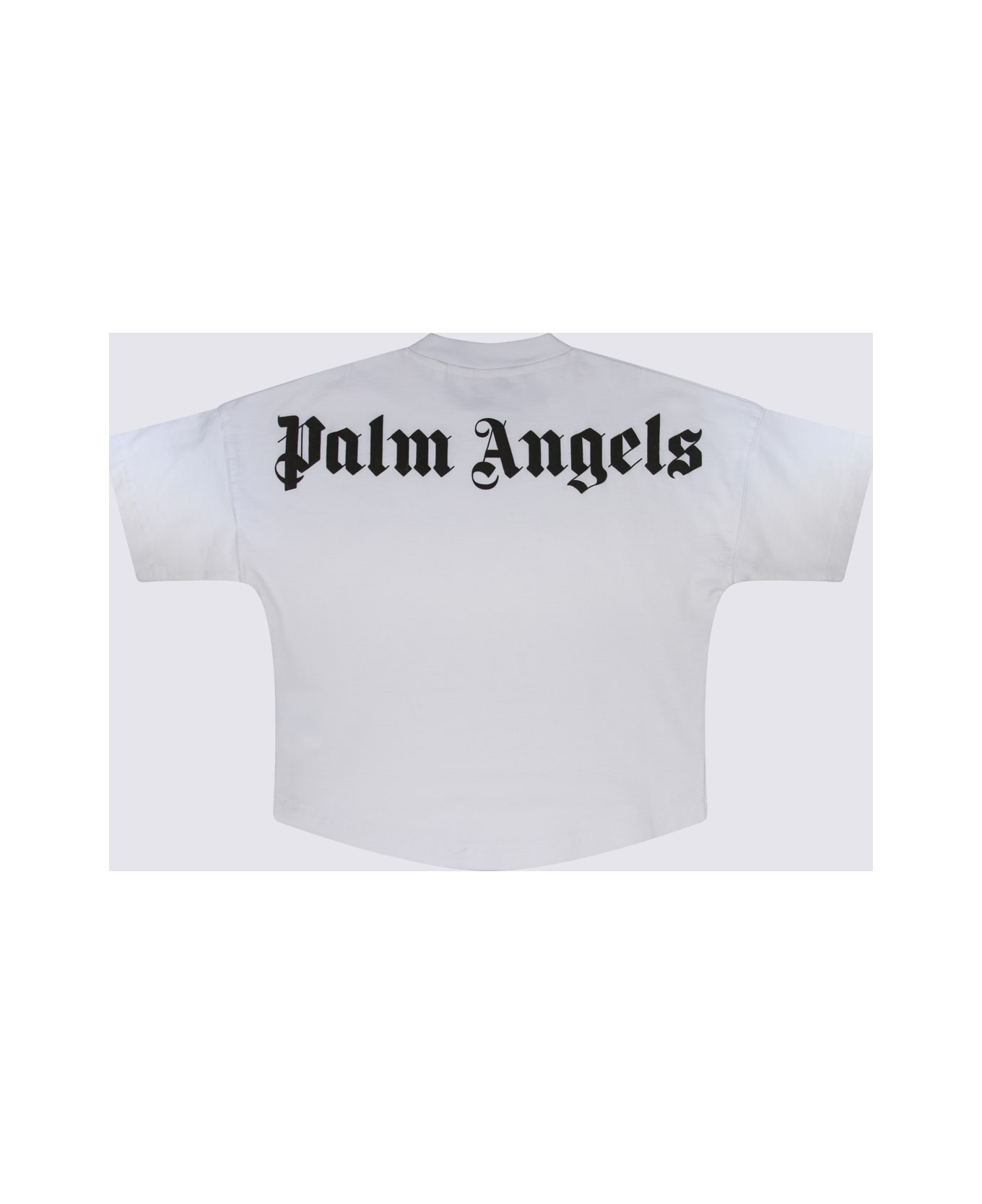 Palm Angels Whtie And Black Cotton Logo Cropped T-shirt - White