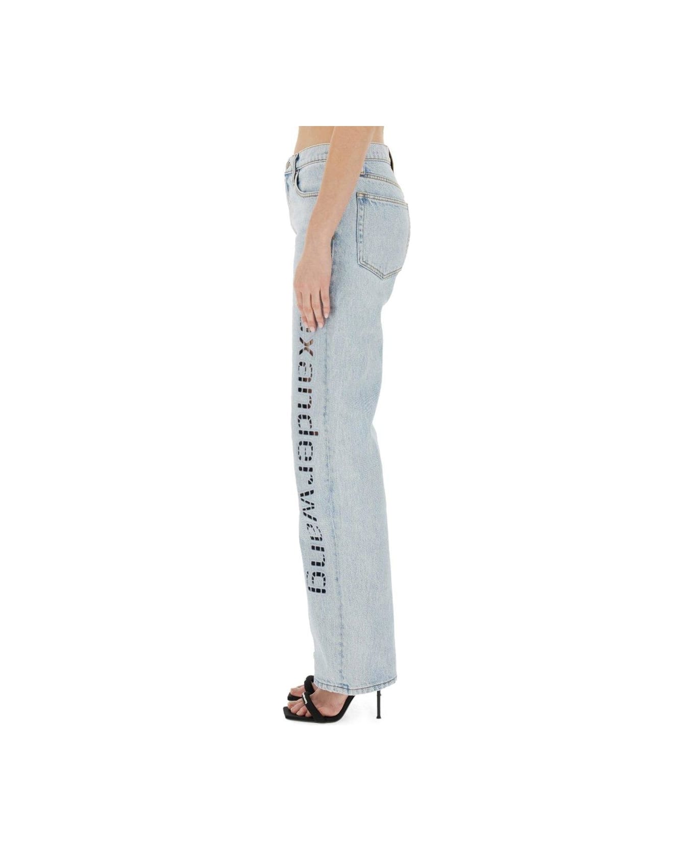 Alexander Wang Logo-perforated Straight-leg Jeans - Bleach デニム