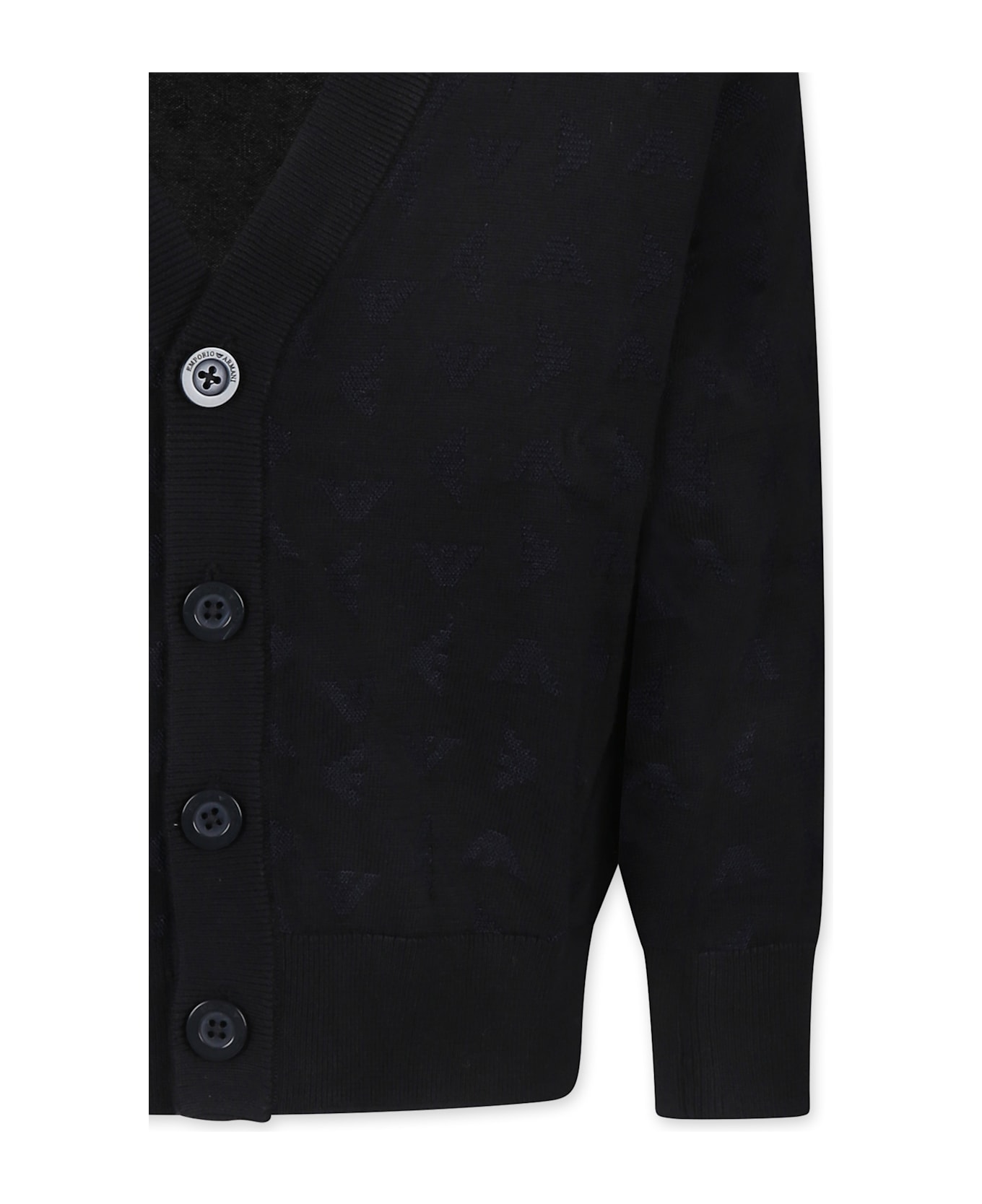 Emporio Armani Blue Cardigan For Boy With Eagle - Blue