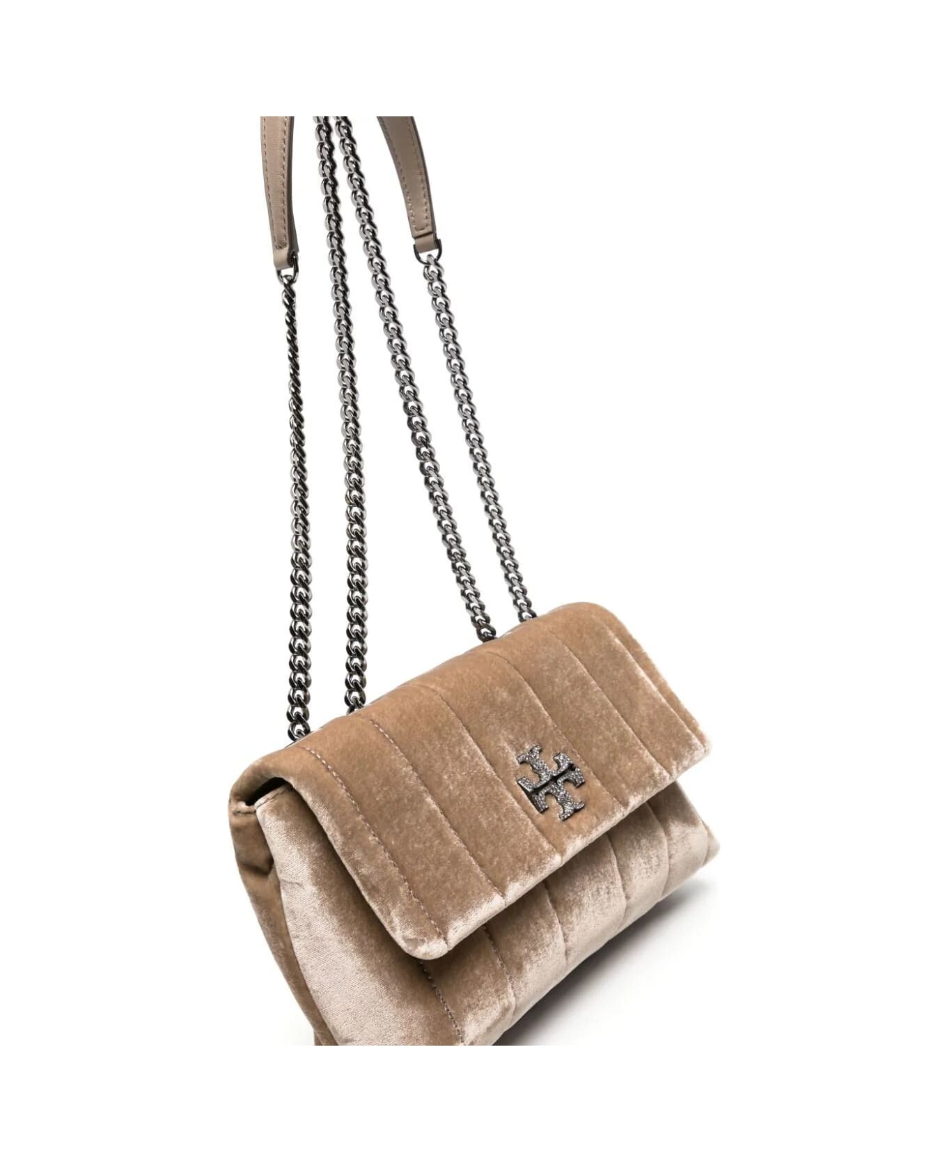 Tory Burch Kira Velvet Small Convertible Shoulder Bag - Classic Taupe
