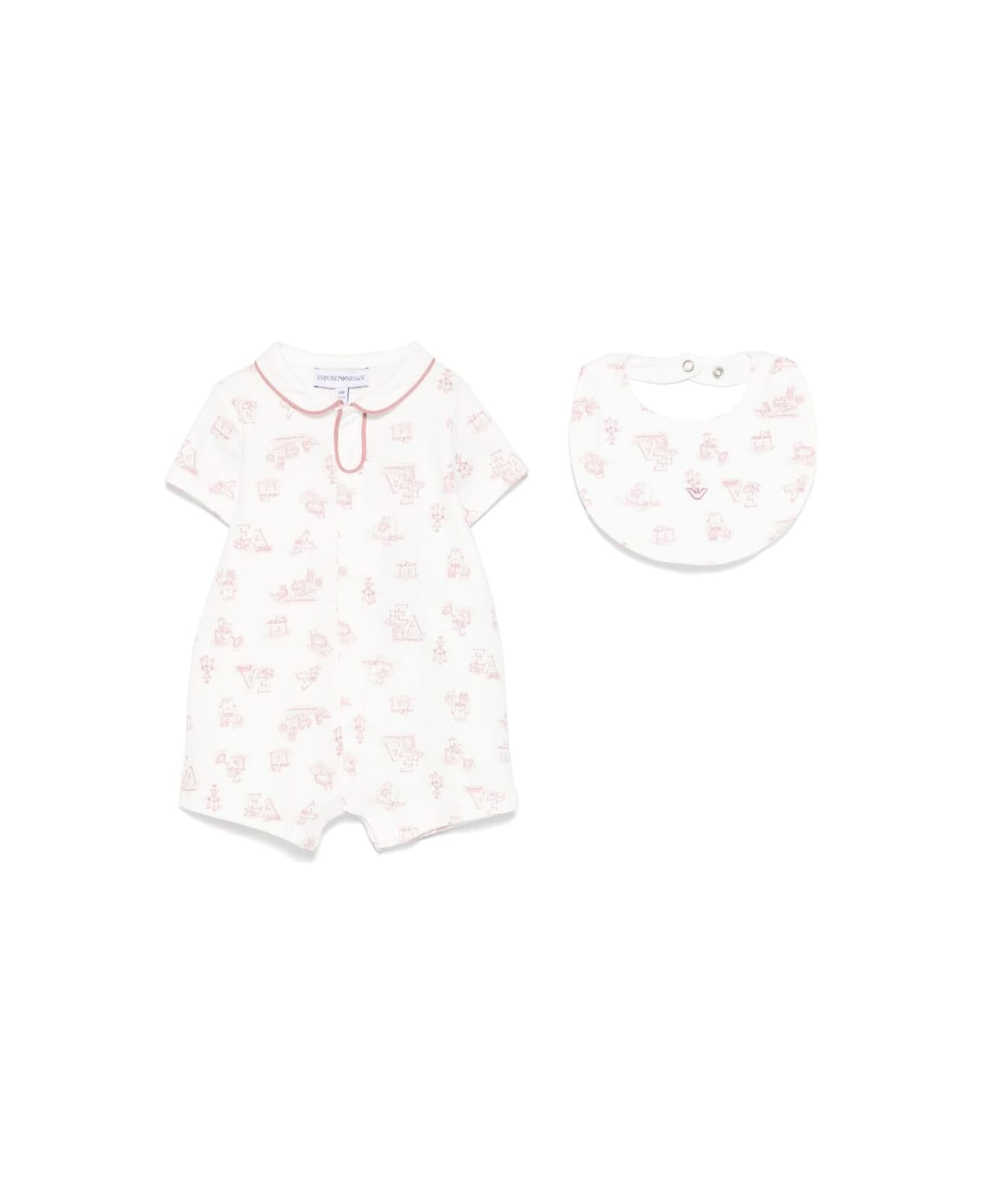 Emporio Armani Multicolor Set Of Two With One-piece And Bib In Cotton Baby - Multicolor