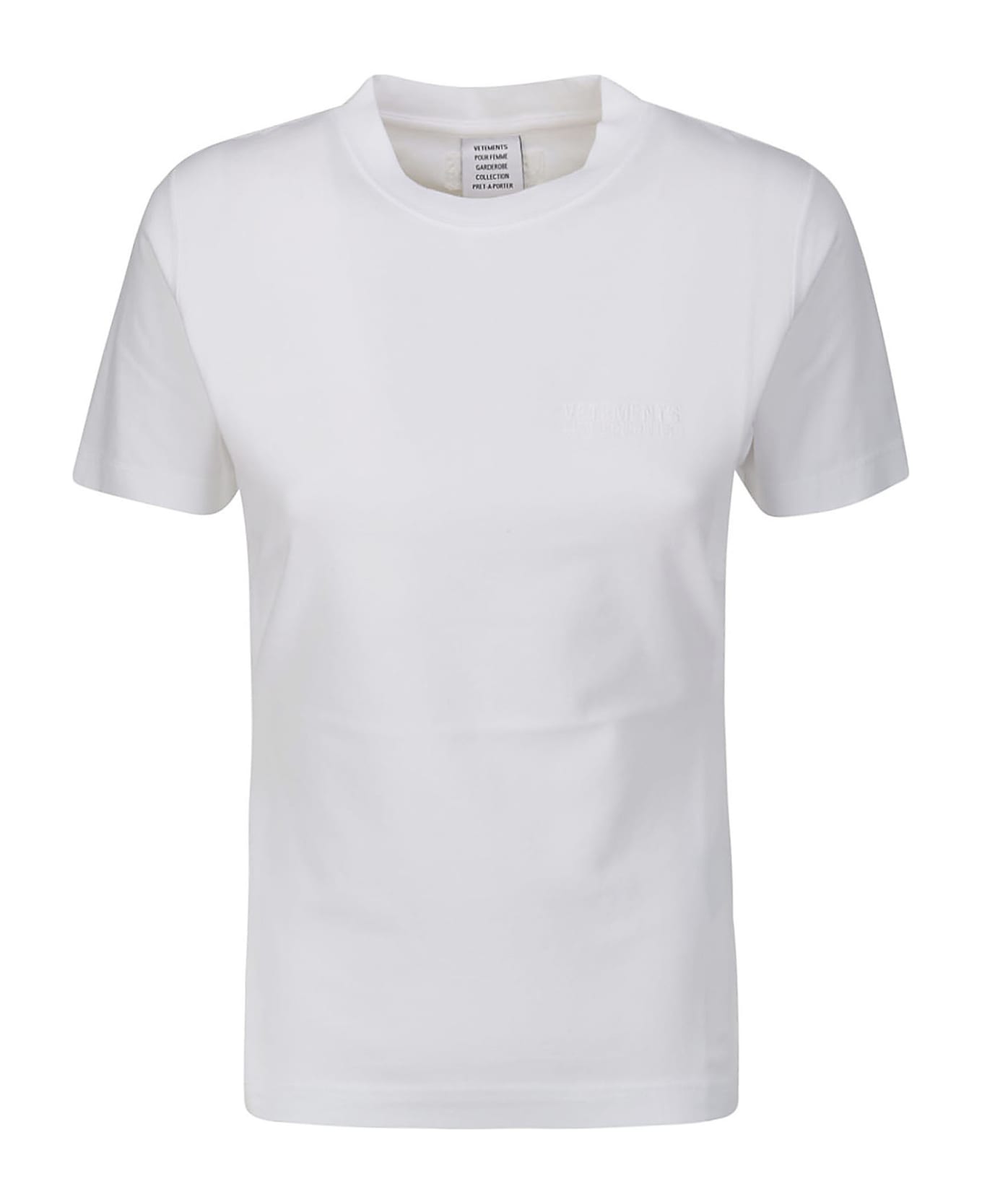 VETEMENTS Embroidered Tonal Logo Fitted T-shirt - WHITE Tシャツ