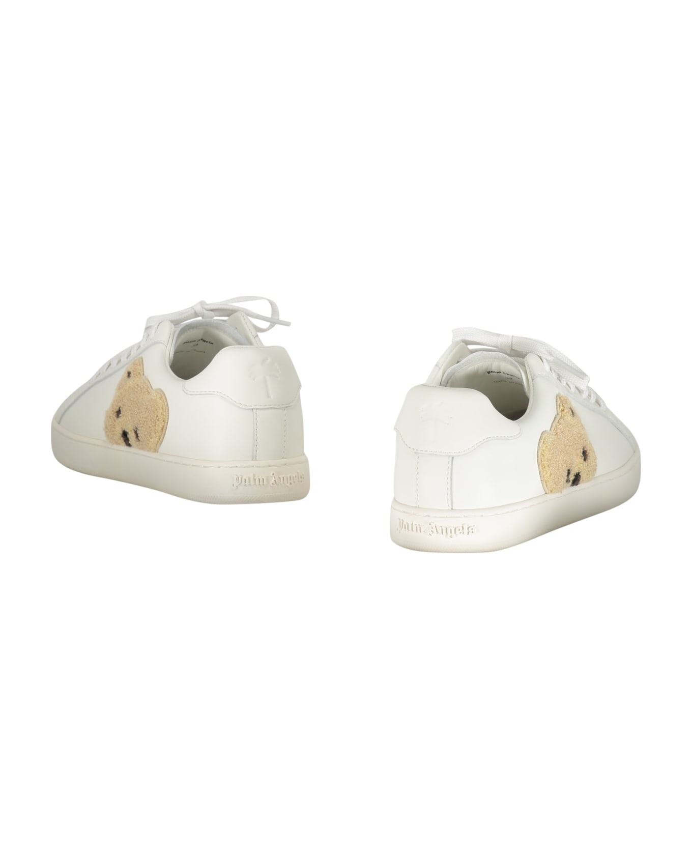 Palm Angels New Teddy Bear Leather Low-top Sneakers - White