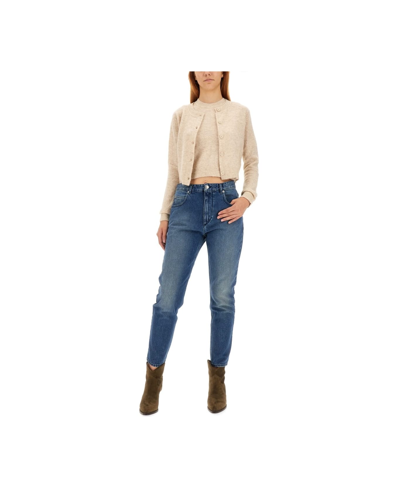Marant Étoile Buttoned Straight Hem Knitted Cardigan - BEIGE