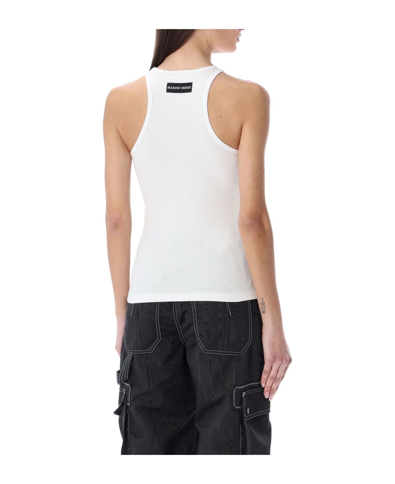 Marine Serre Organic Cotton Fitted Tank Top - Whitw