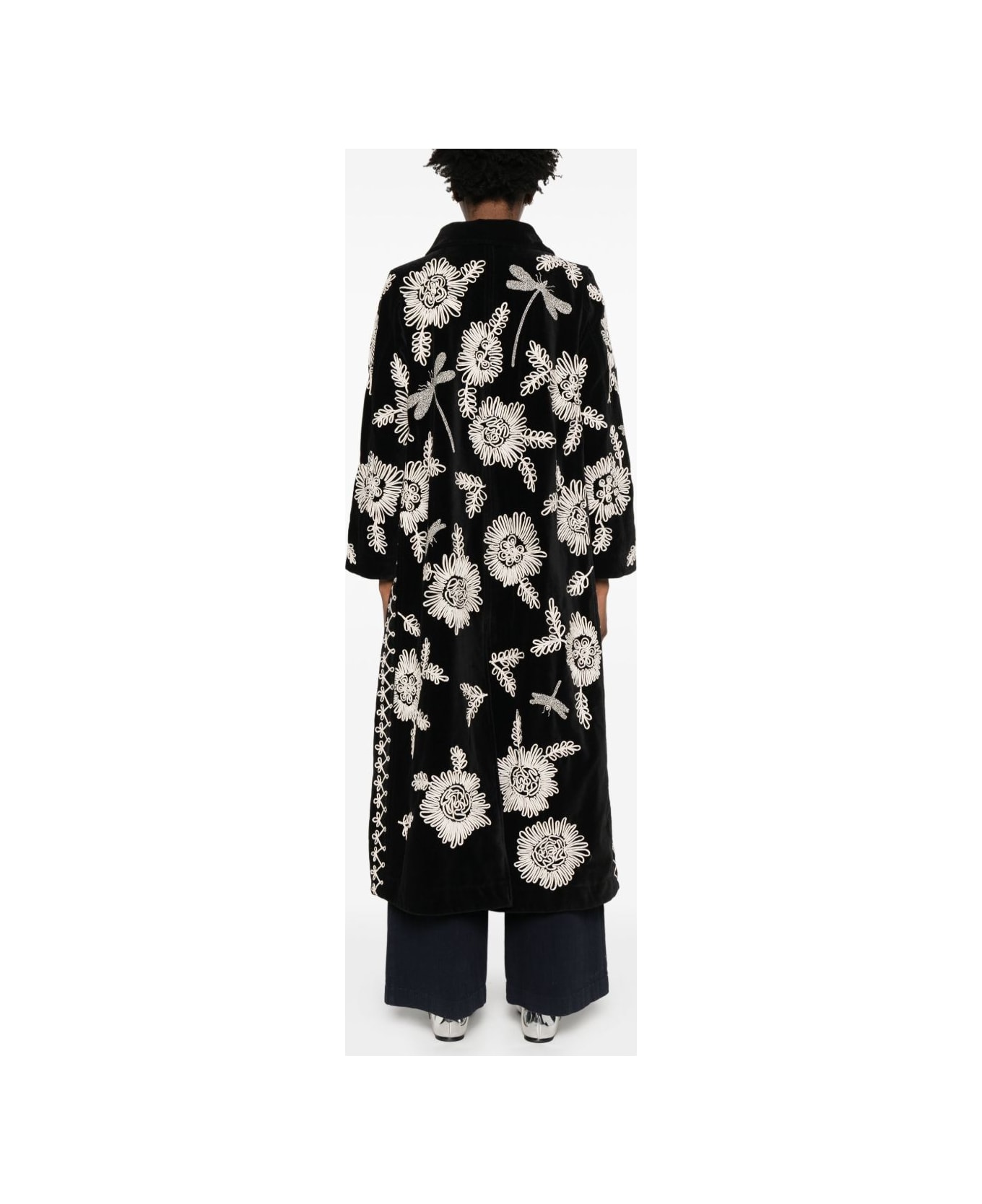 Forte_Forte Embroidered Long Coat - Black