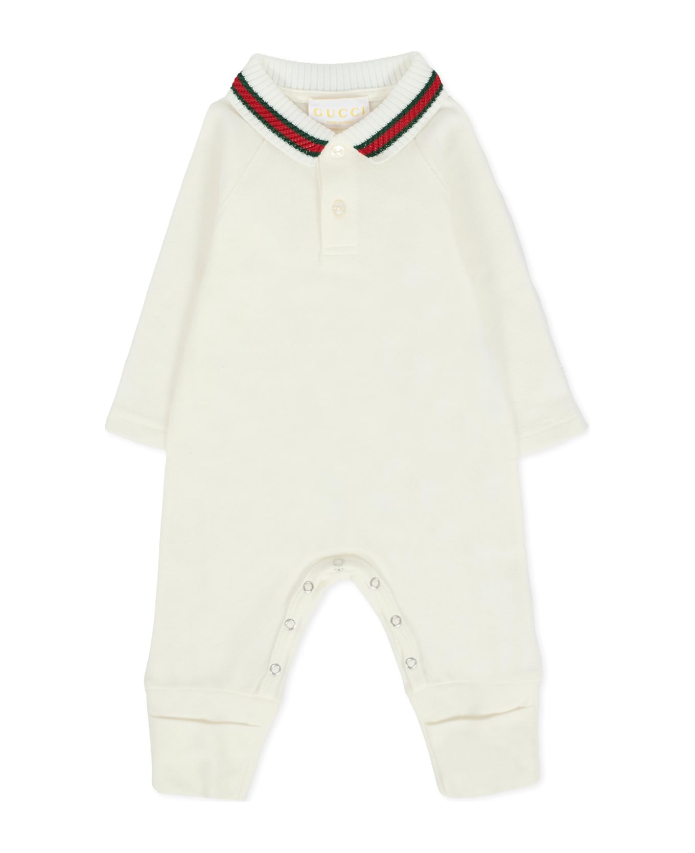 Gucci Ivory Babygrow For Babykids With Web Detail - White