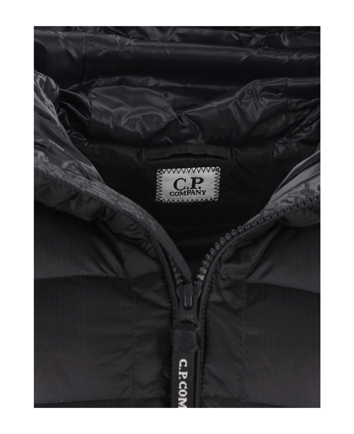 C.P. Company Hooded Full-zip Down Jacket - black