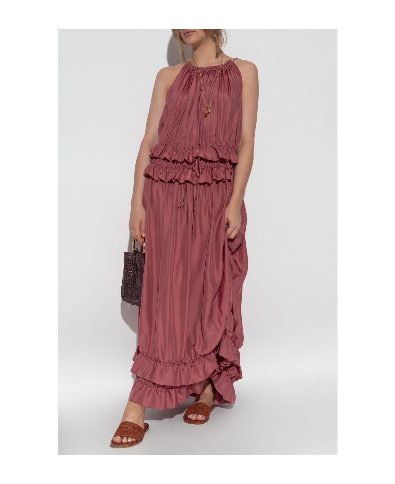 Chloé Silk Dress With Ruffles - Pink