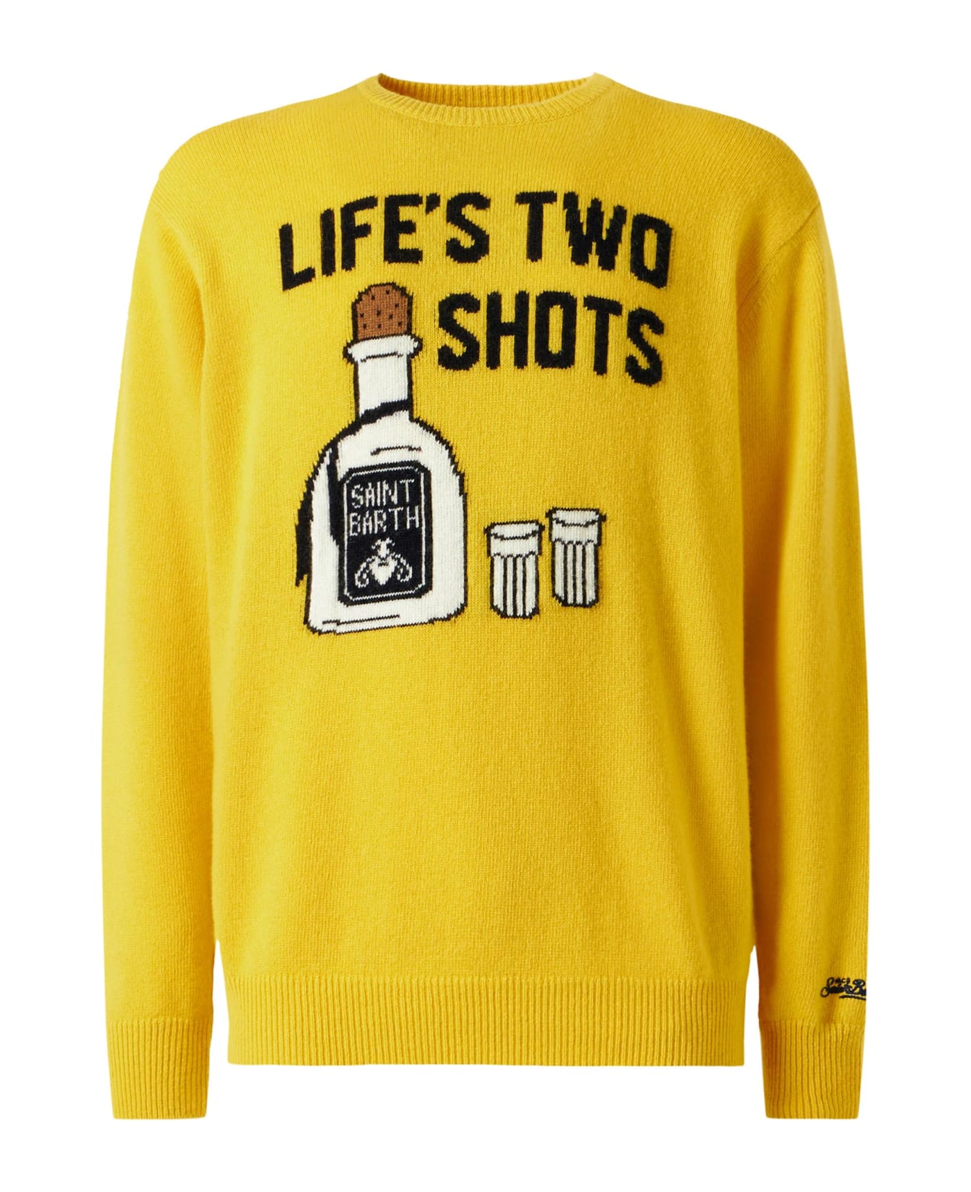 MC2 Saint Barth Man Yellow Sweater With Life
s Two Shots Lettering - unknown