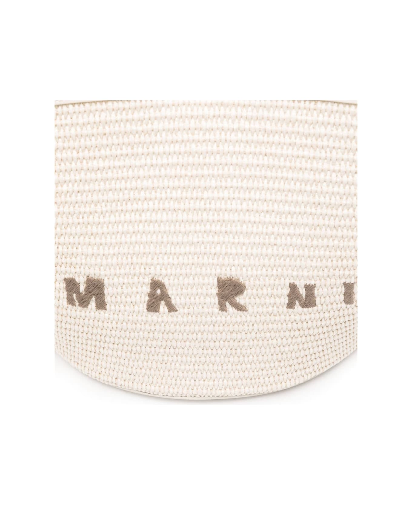 Marni Shell Tropicalia Summer Bag In Leather And Raffia - White