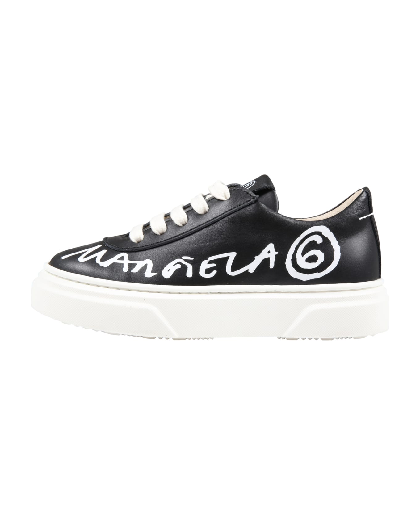 MM6 Maison Margiela Black Sneakers For Kids With White Logo - Black