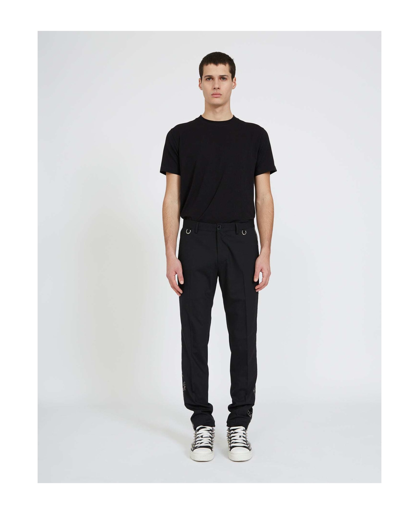 John Richmond Trousers With Side Bands - Nero