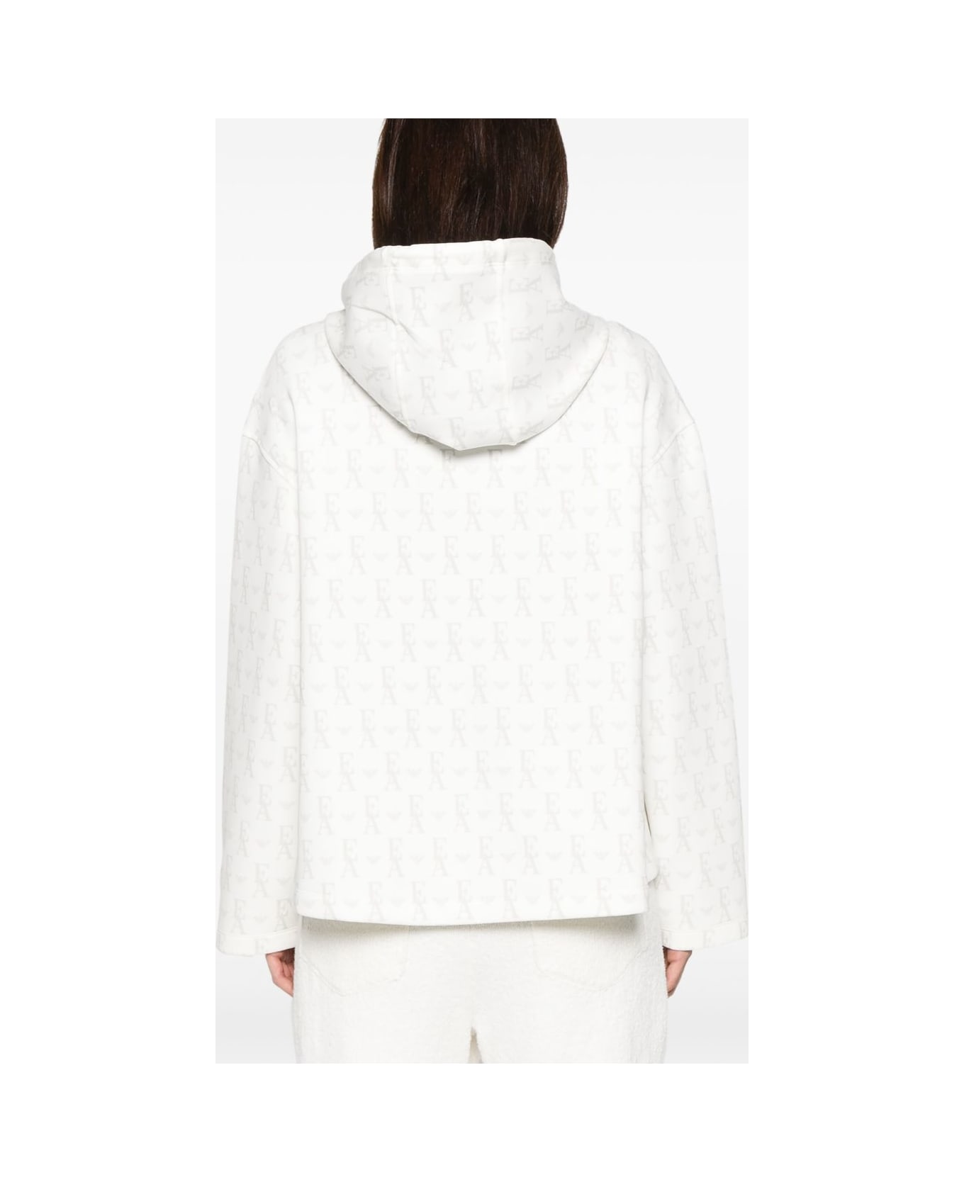 Emporio Armani Allover Logo Hoodie - White