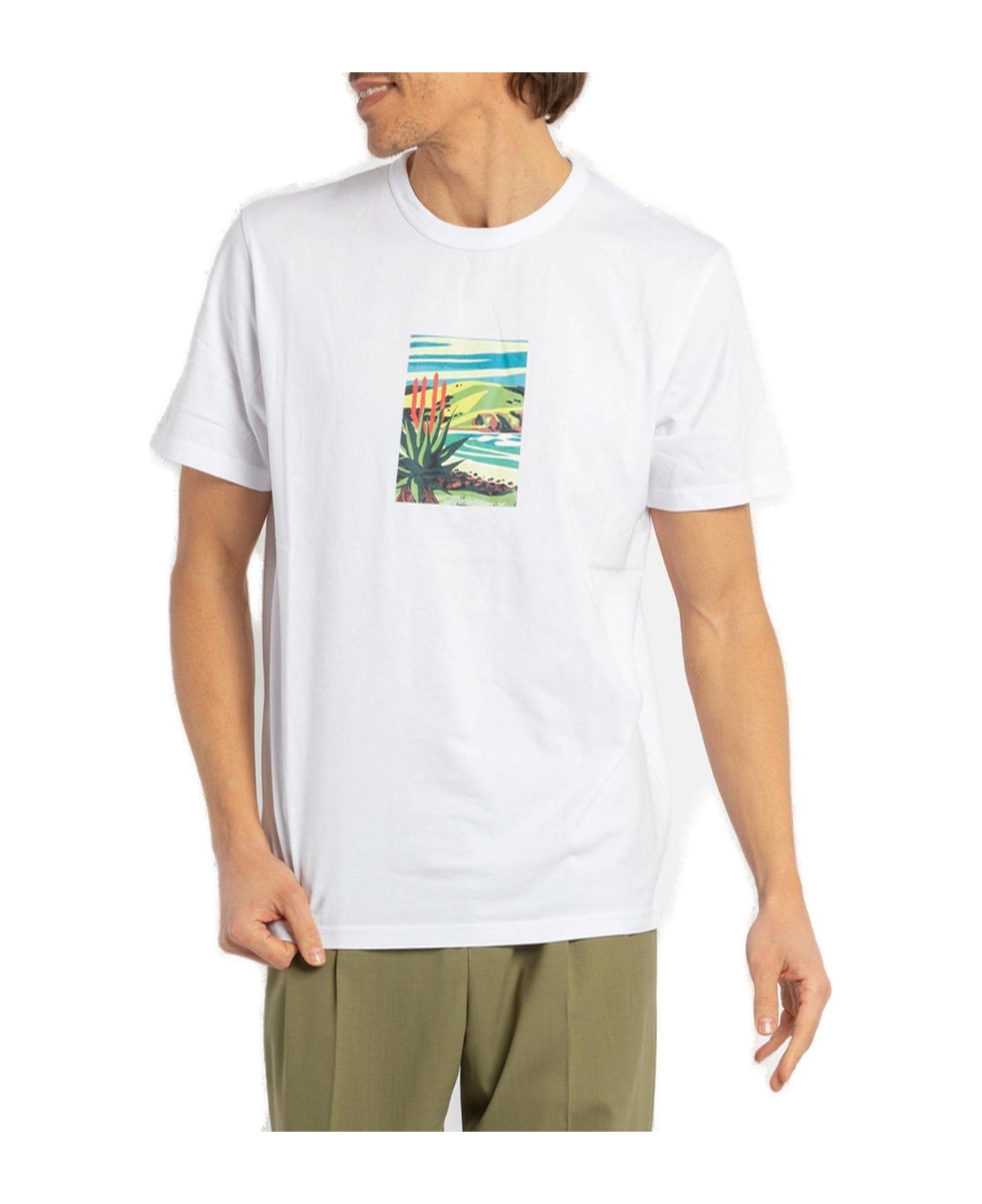 Woolrich Graphic Printed Crewneck T-shirt - Bianco シャツ