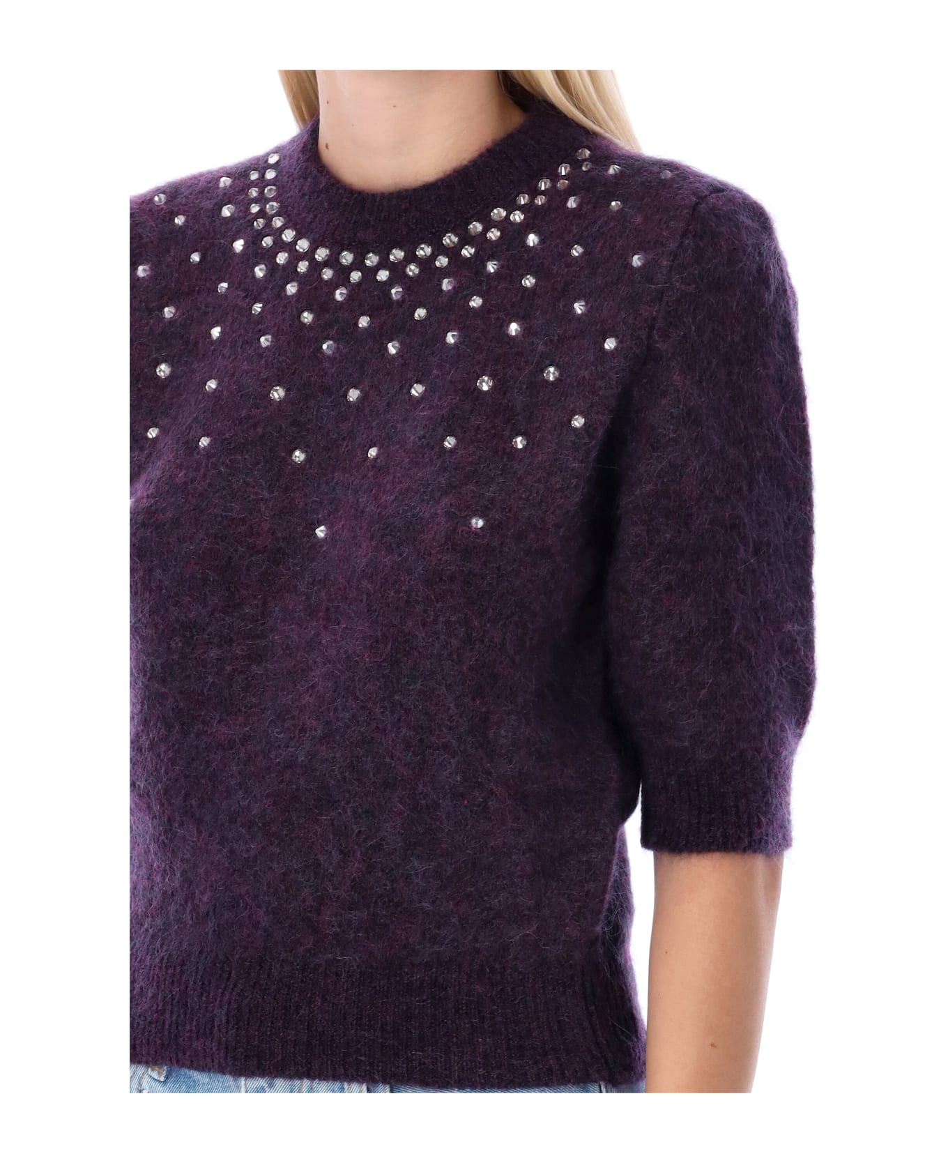 Alessandra Rich Crystals Embellishment Sweater - Purple