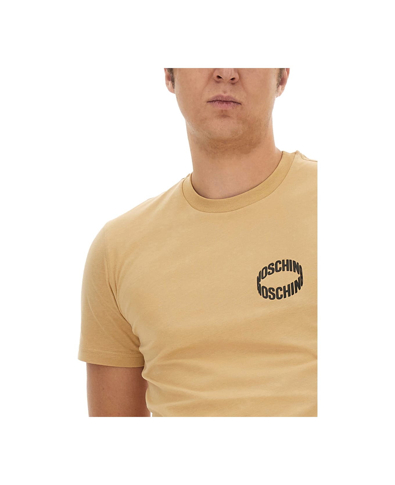 Moschino Logo Print T-shirt - BEIGE