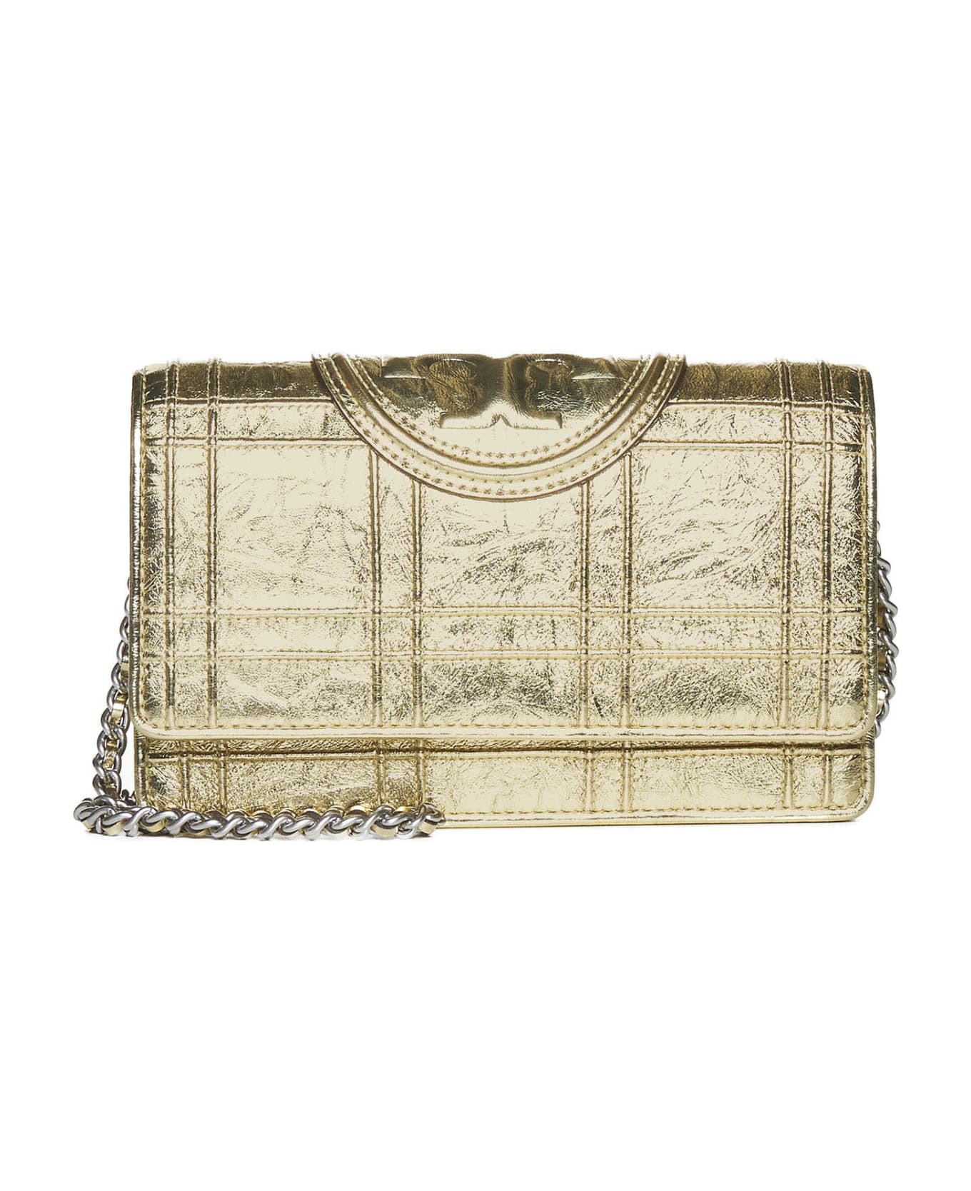 Tory Burch Fleming Soft Metallic Square Quilt Chain Wallet - Gold クラッチバッグ
