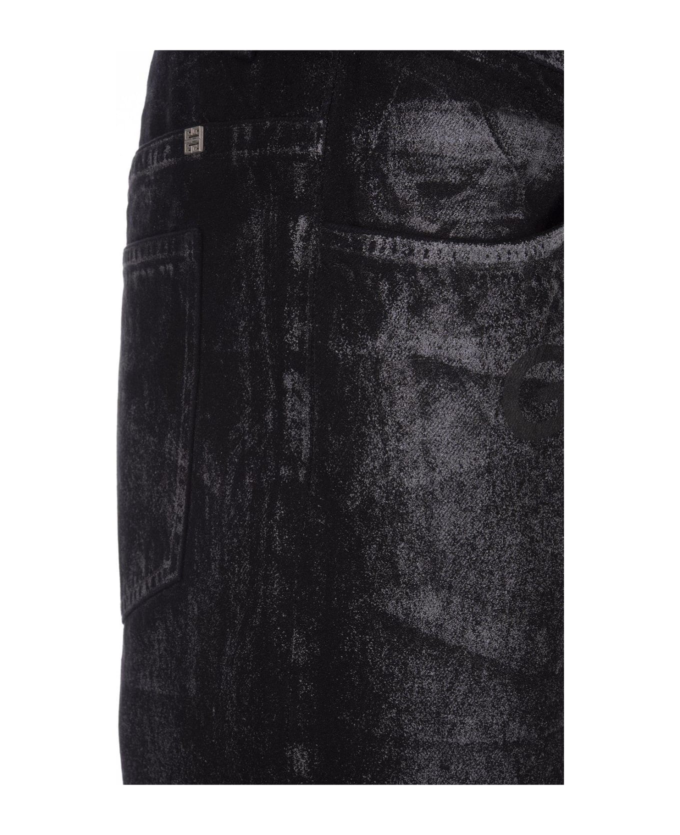 Givenchy Black And Grey Straight Jeans With Reflective Painted Pattern - Nero デニム